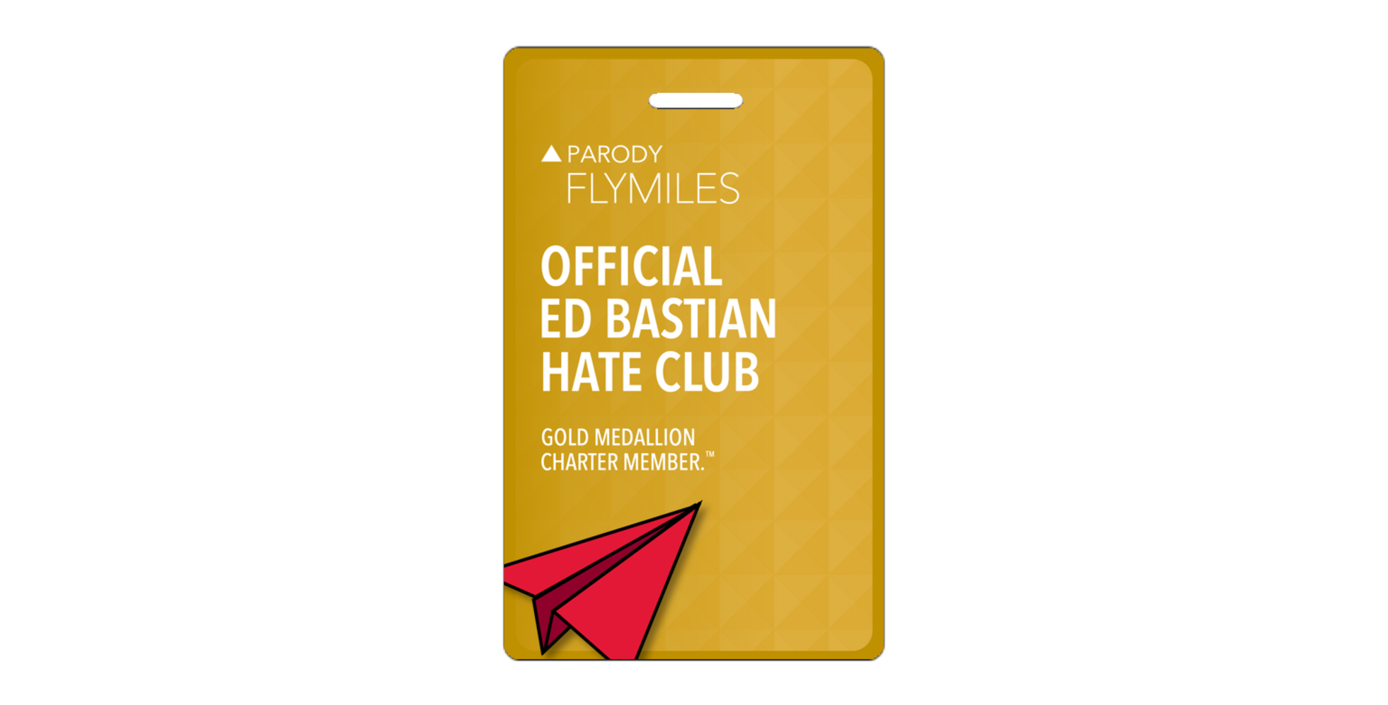 Ed Bastian Hate Club Parody Luggage Tag - Gold