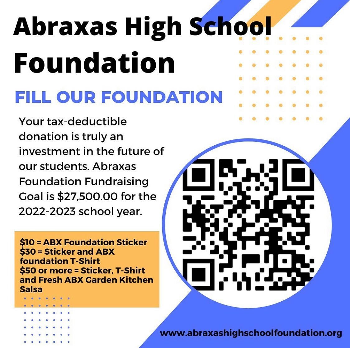 Abraxas High school annual fund drive. Follow the link in our bio!