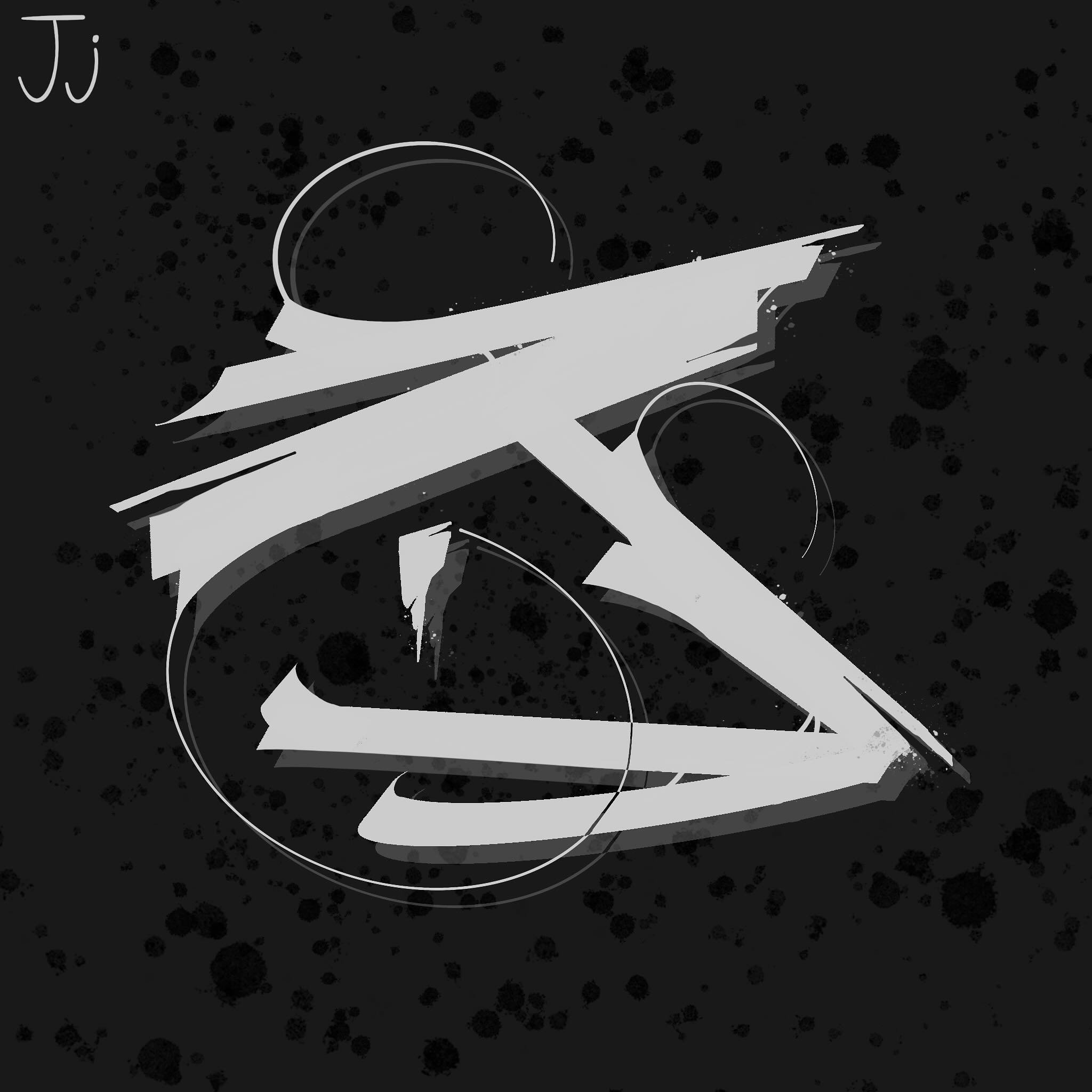Black letter calligraphy letter - J