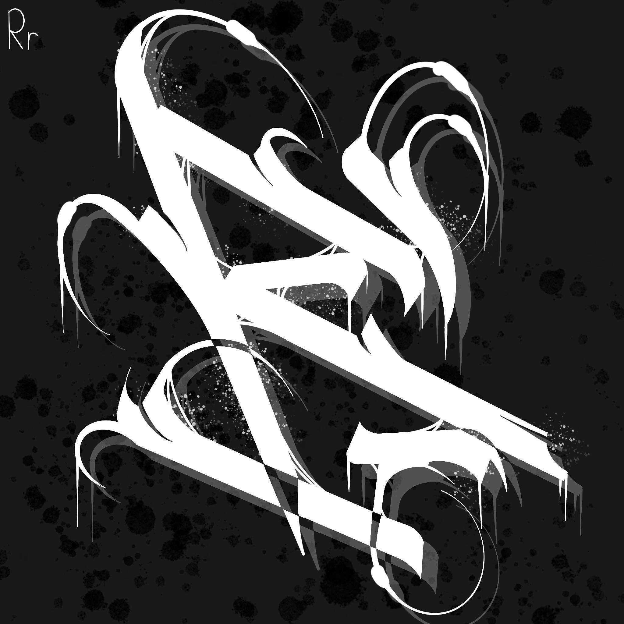 Black calligraphy letter - R