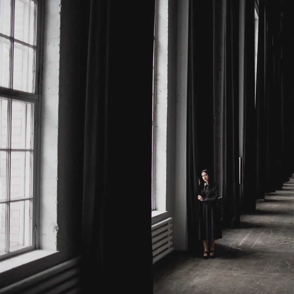  
 Title: 
 
Black Lines 
 Story & Message:   
Strong black lines make up distinct spaces, and they emphasize the profoundness of a scenery. They welcome you into a mysterious space. The melancholy of the dark place is a trope we are often attracted 