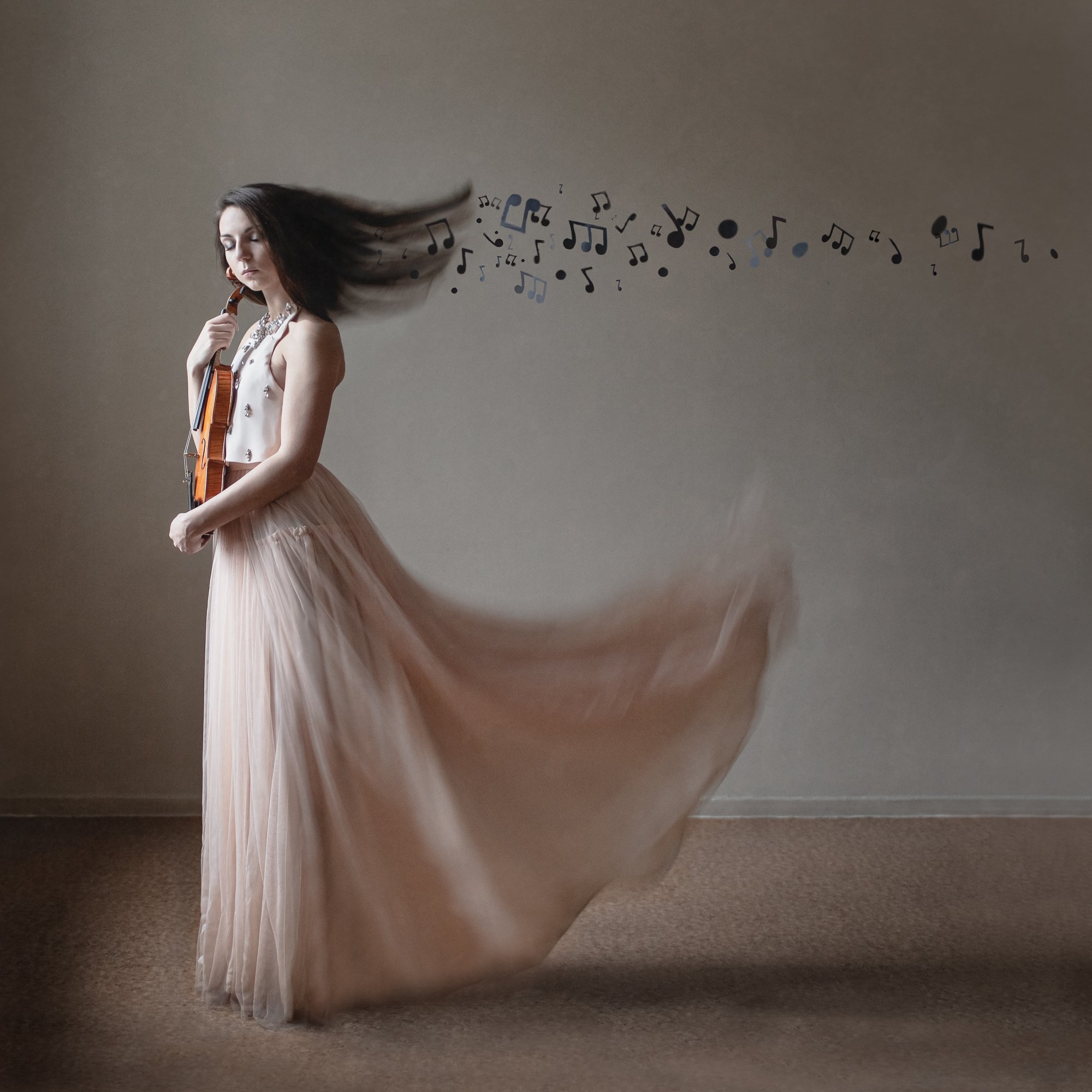  
 Title: 
 
Arrival of The Birds & Transformation – The Cinematic Orchestra 
 Story & Message:   
"With her heart in her throat, she runs with the crashing waves beside her, the dark clouds cascading upon her skin as her bare feet barely meet the sa