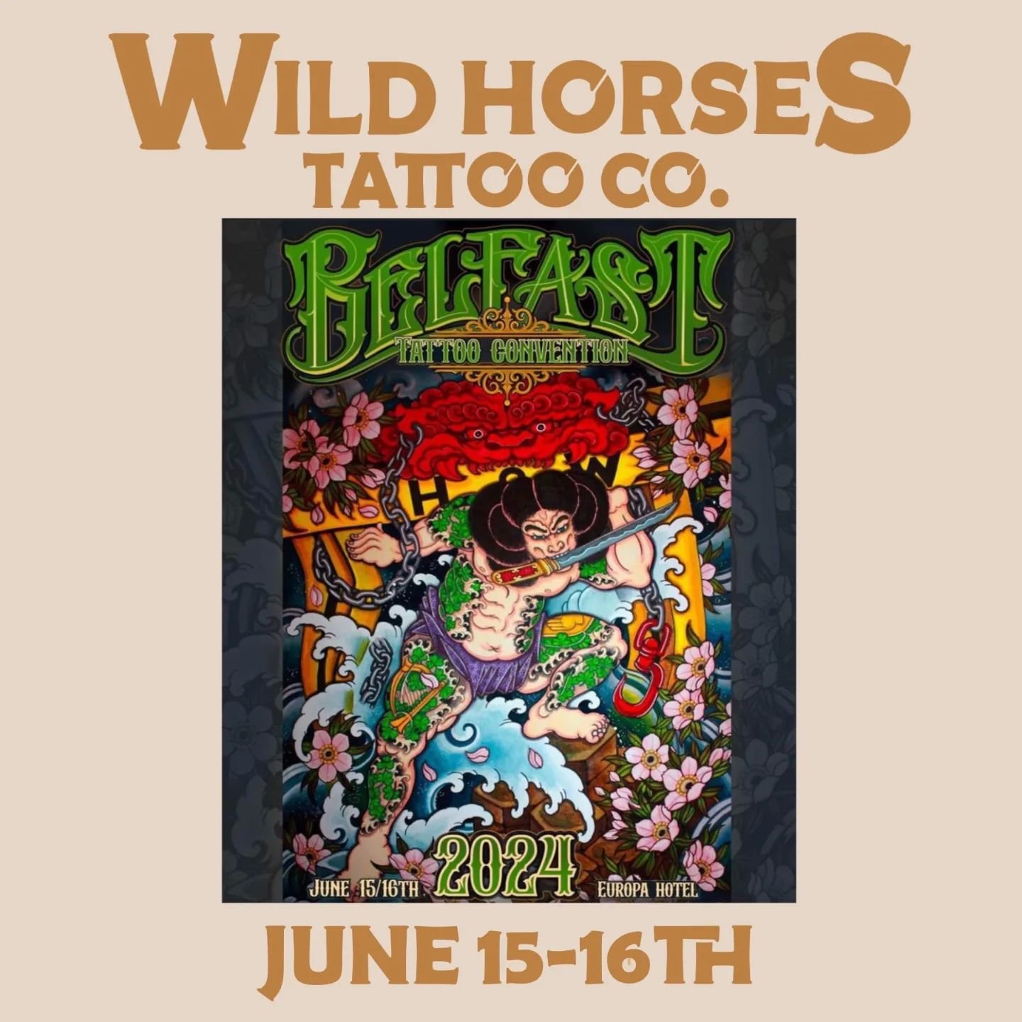 ⭐️ BELFAST ⭐️

@dannywildhorses &amp; @goodlucktoni will be working at @belfasttattooconvention on the 15th-16th June.

We will have some space for walk-ups over the weekend and will have plenty of tattoo flash at the ready.  Send us a message if you
