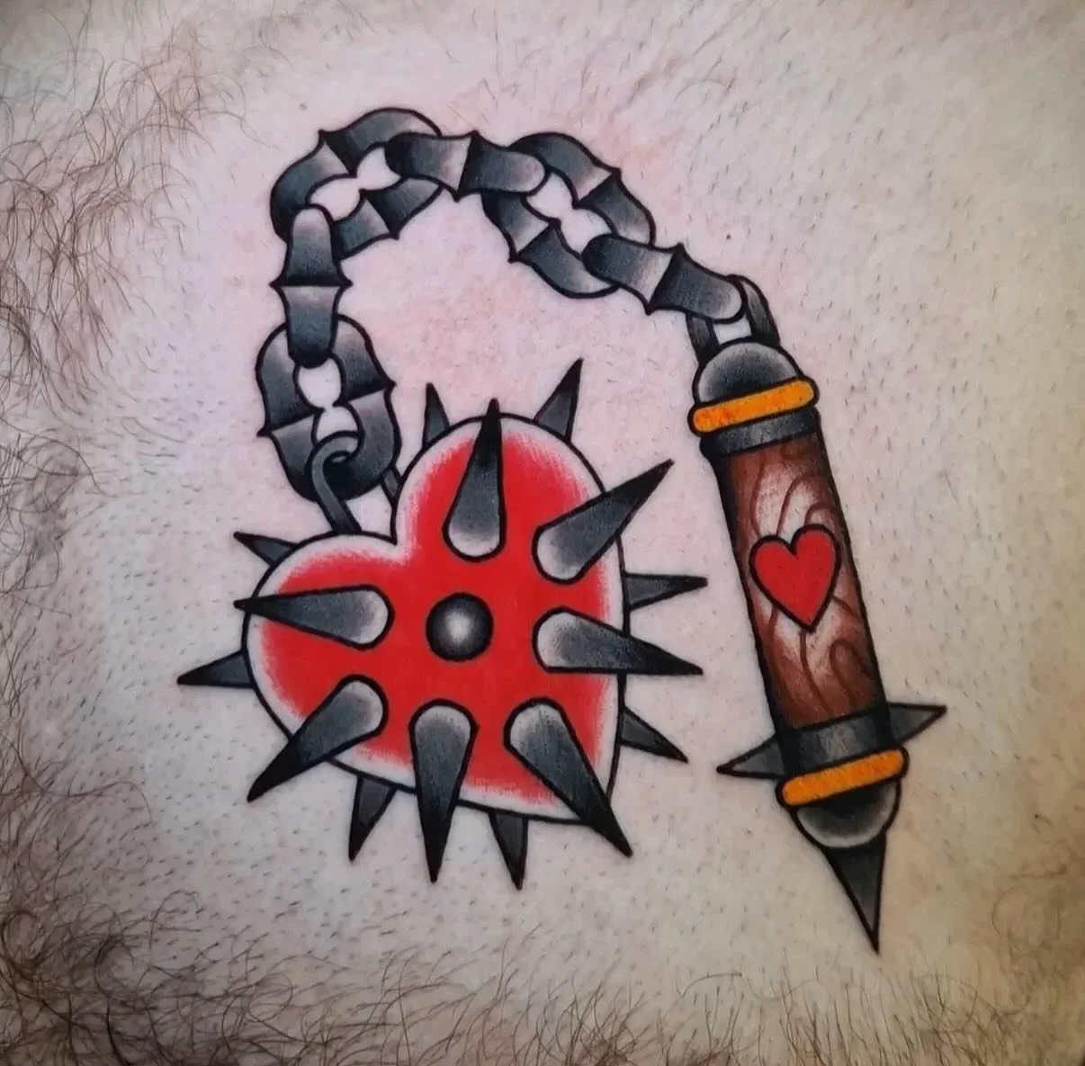 Heart flail ❤️ - Done by @goodlucktoni 

📍@wildhorsestattooco Wirral, UK
.
.
.
#wildhorsestattooco #traditionaltattoo #uktattoo #uktattooartists #tattoostudio #uktattoostudio #wirral #wirraltattoo #liverpooltattoo #birkenheadtattoo #manchestertattoo