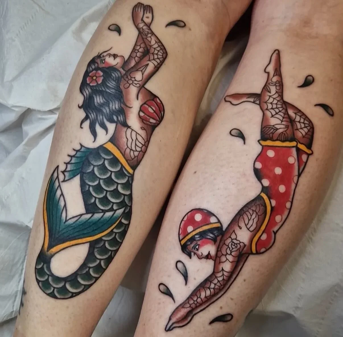 Diver and mermaid 🧜&zwj;♀️ - Done by @goodlucktoni 

📍@wildhorsestattooco Wirral, UK
.
.
.. 
#wildhorsestattooco #traditionaltattoo #uktattoo #uktattooartists #tattoostudio #uktattoostudio #wirral #wirraltattoo #liverpooltattoo #birkenheadtattoo #m
