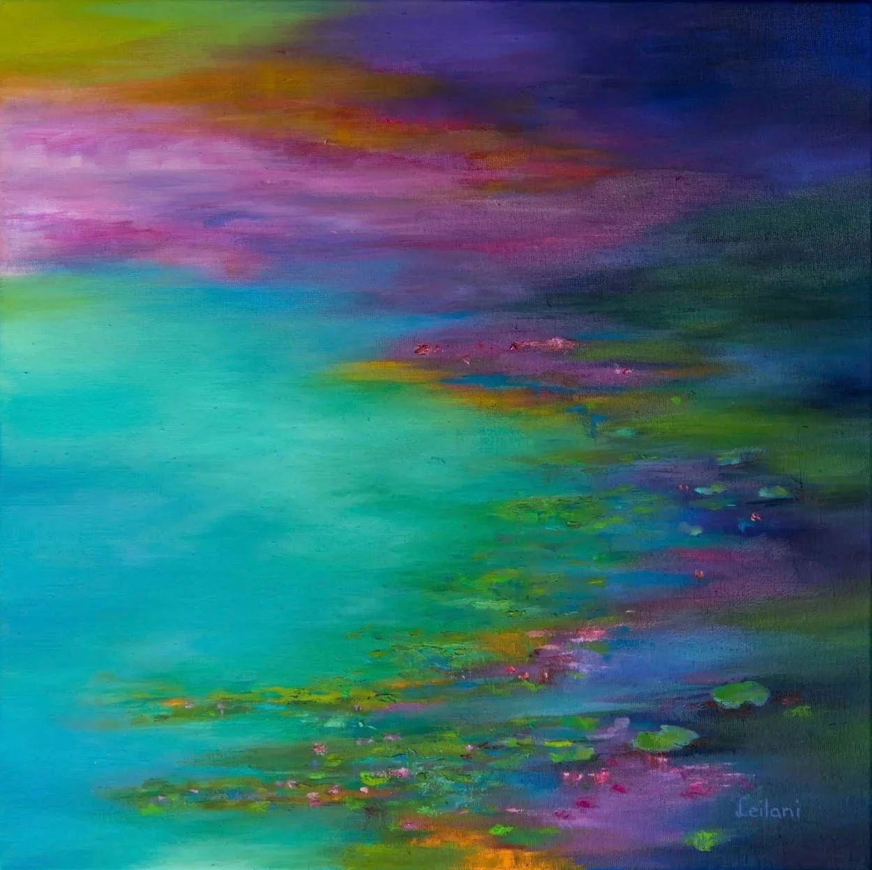 Inscape -Atmospheric acrylic painting by Oxfordshire abstract artist Leilani Jeevaratnam