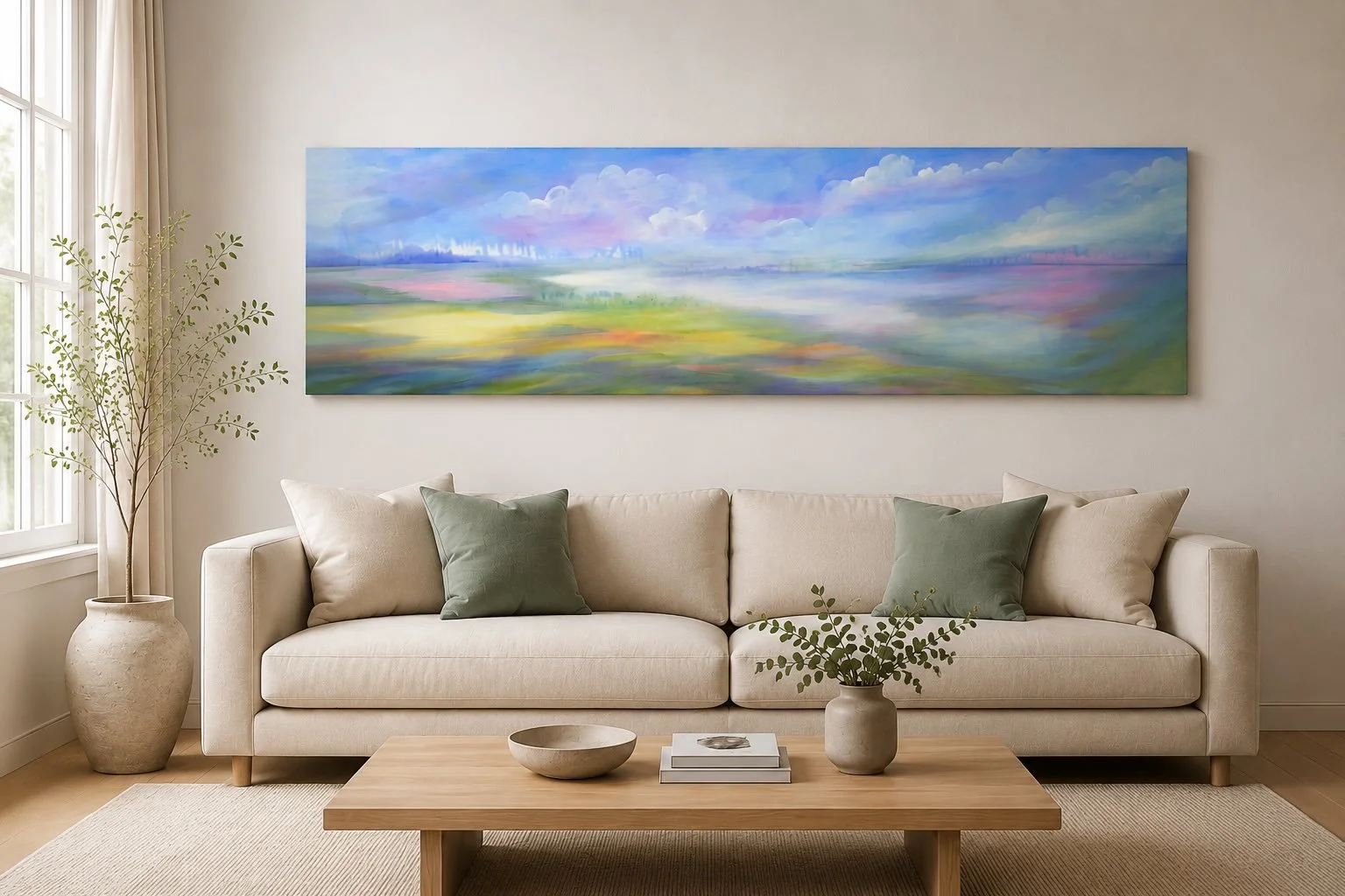 Beyond The Veil by Leilani Jeevaratnam shown in a contemporary room setting to illustrate scale and display ideas