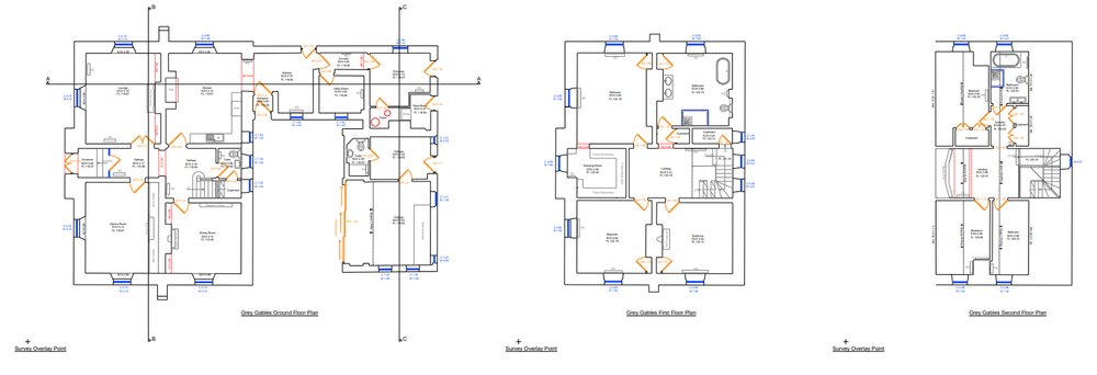Measured building survey sections in Durham, North East