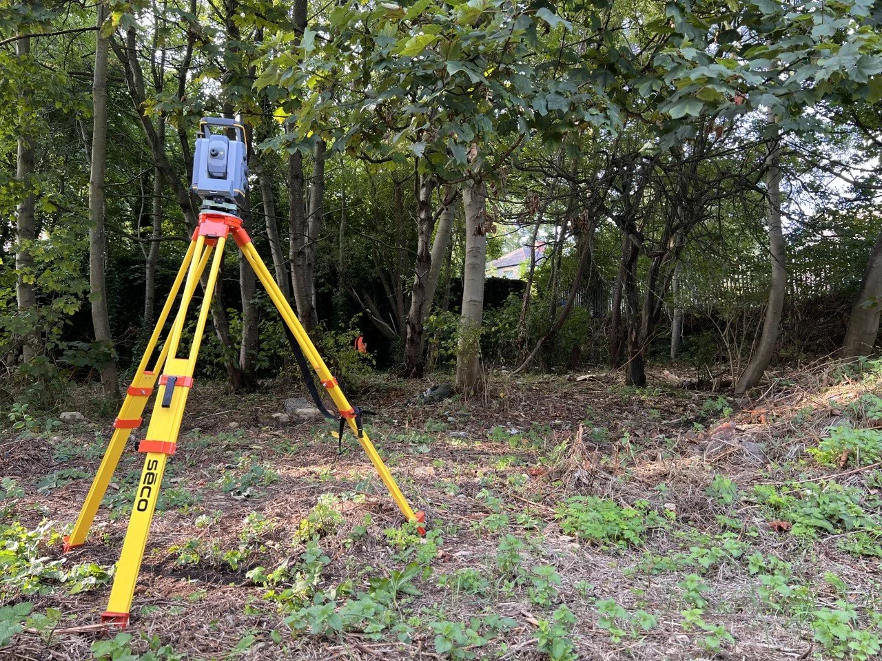 Total station surveying trees for a topographic survey