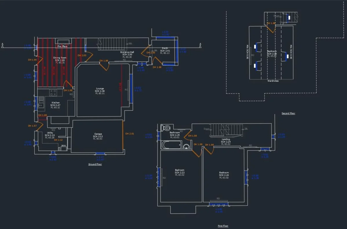 Measured building survey floor plan of a two-storey house in Tyne and Wear