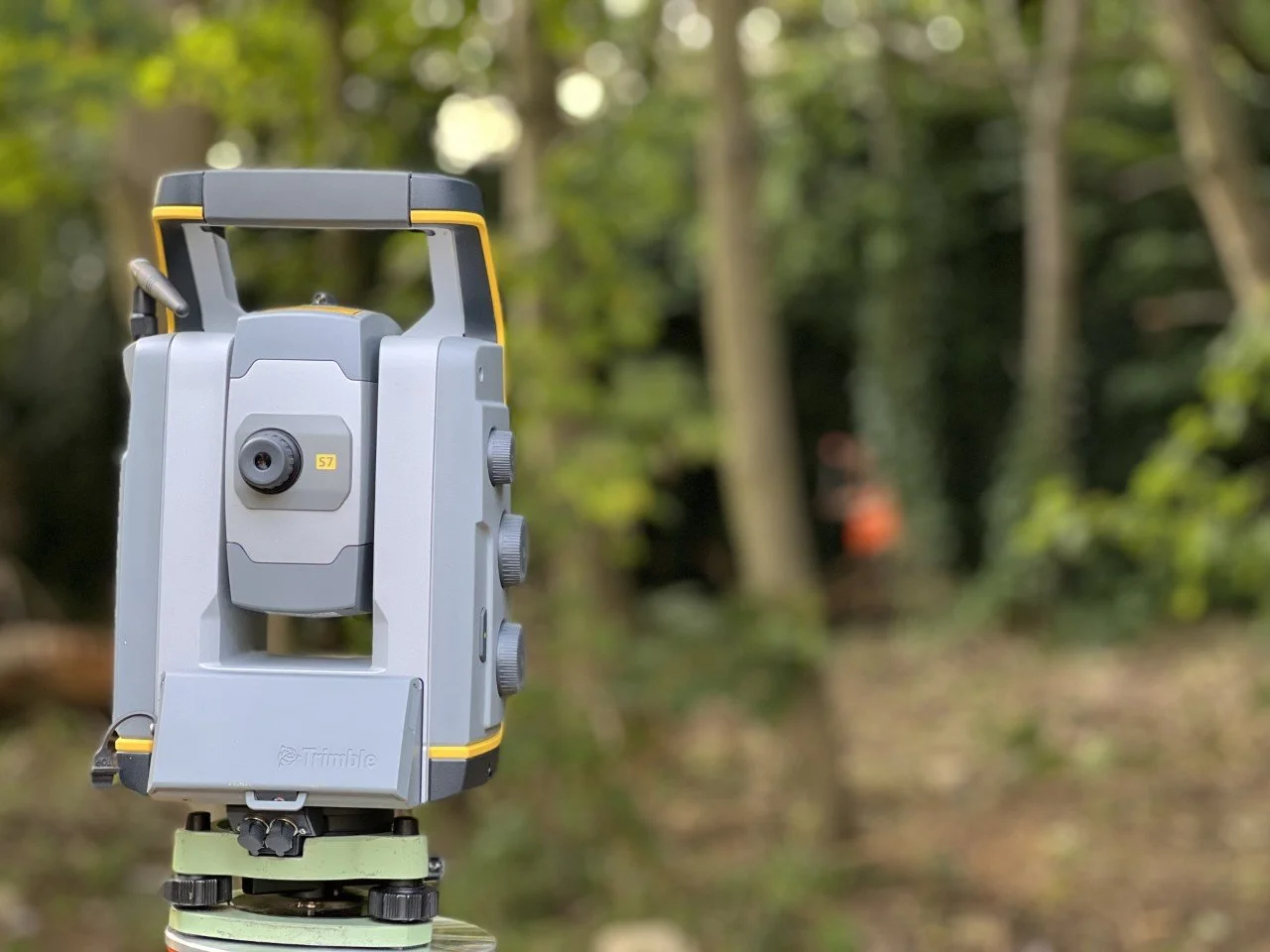 Trimble S7 total station set up for a topographic survey