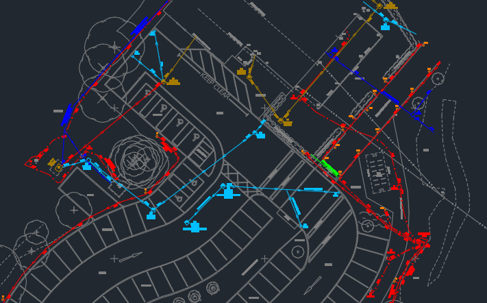 GPR survey drawing showing mapped underground services