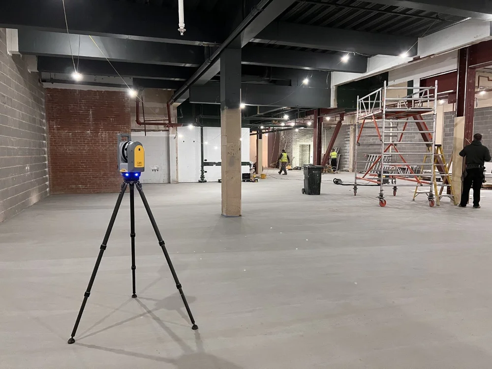 Surveyors carrying out a 3D laser scanning survey