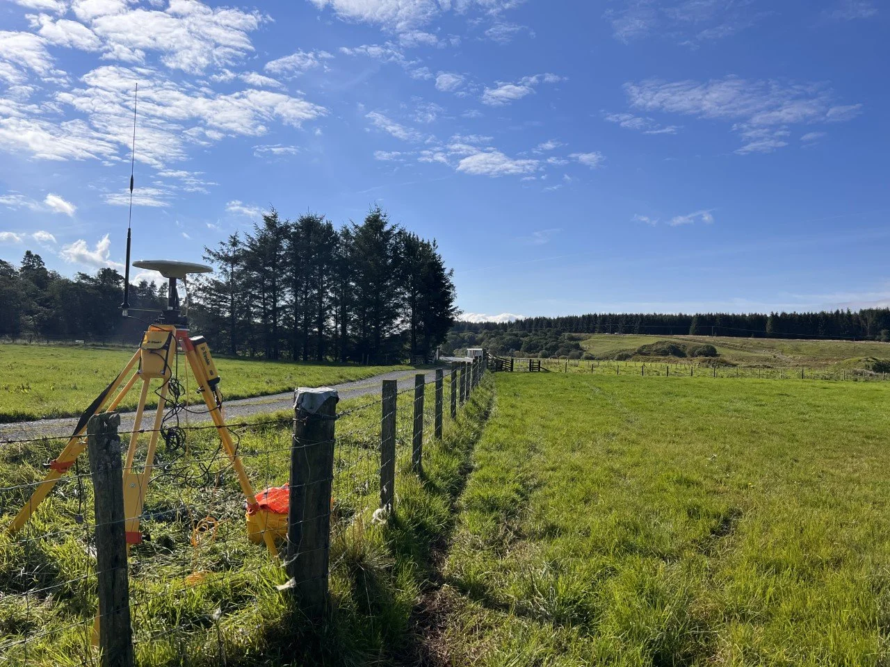 GNSS base station set up for a topographic survey in Northumberland