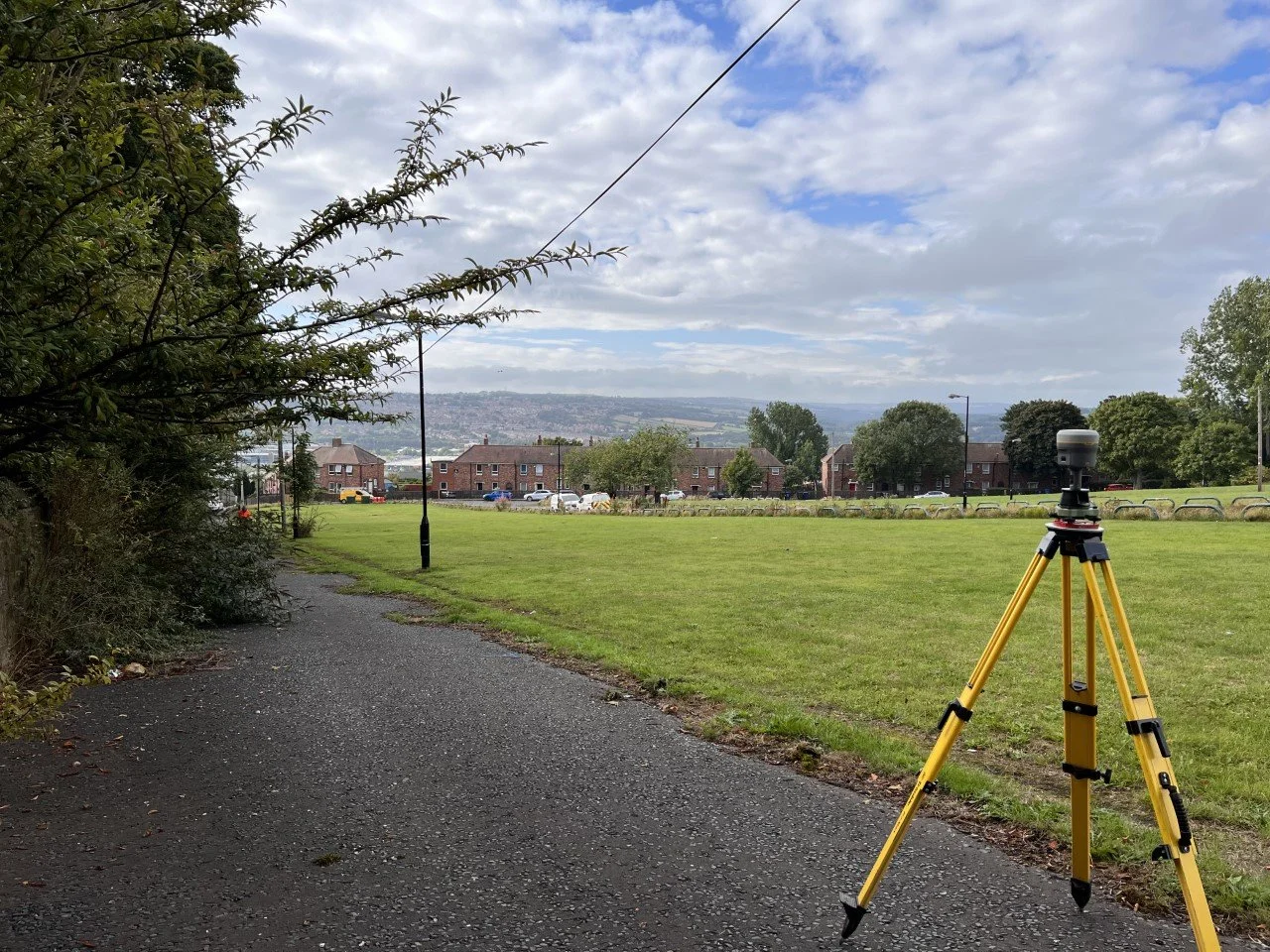GNSS receiver on a tripod tied in to OS National Grid