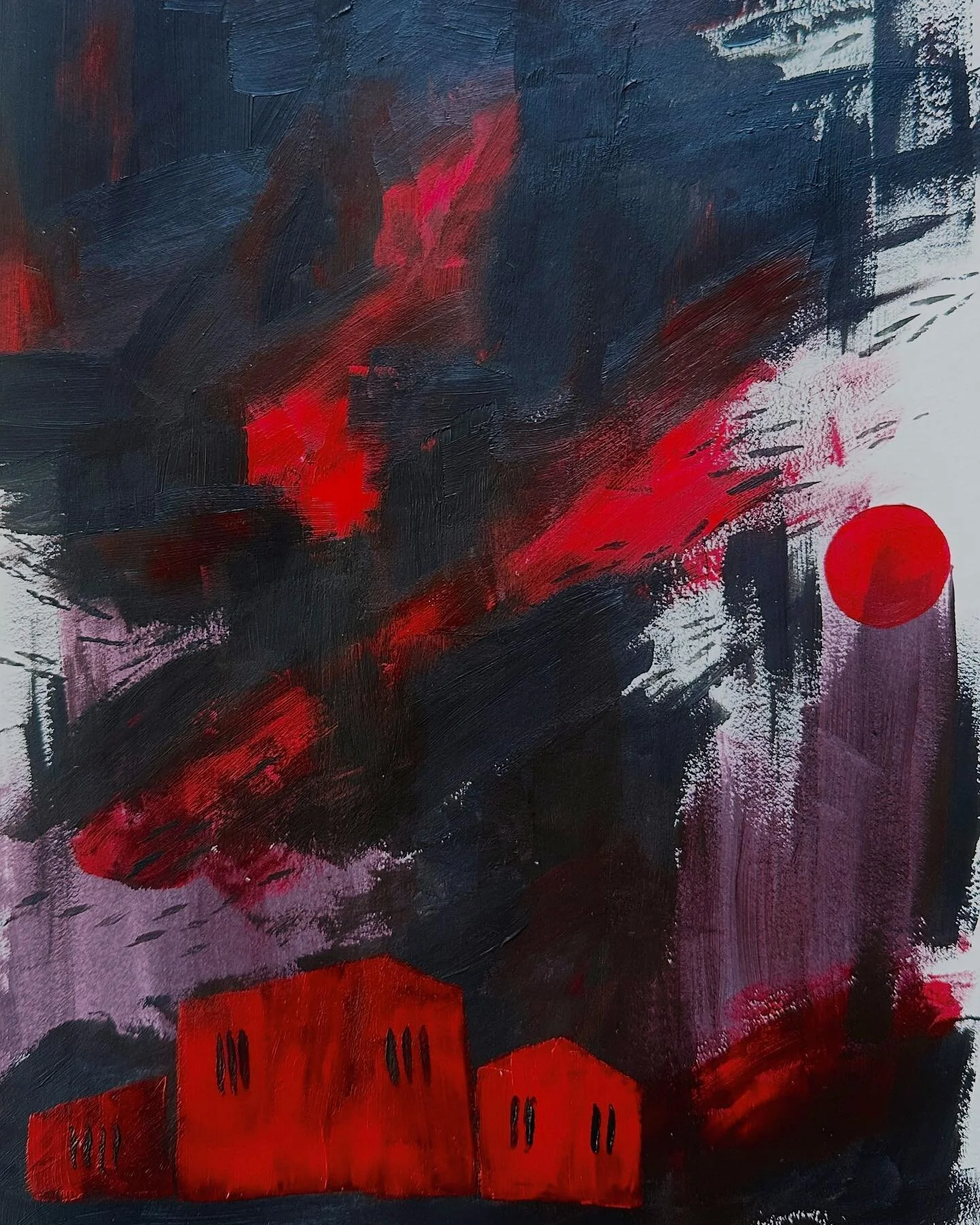 recent painted sketchbook pages (ft. red sun 🔴)