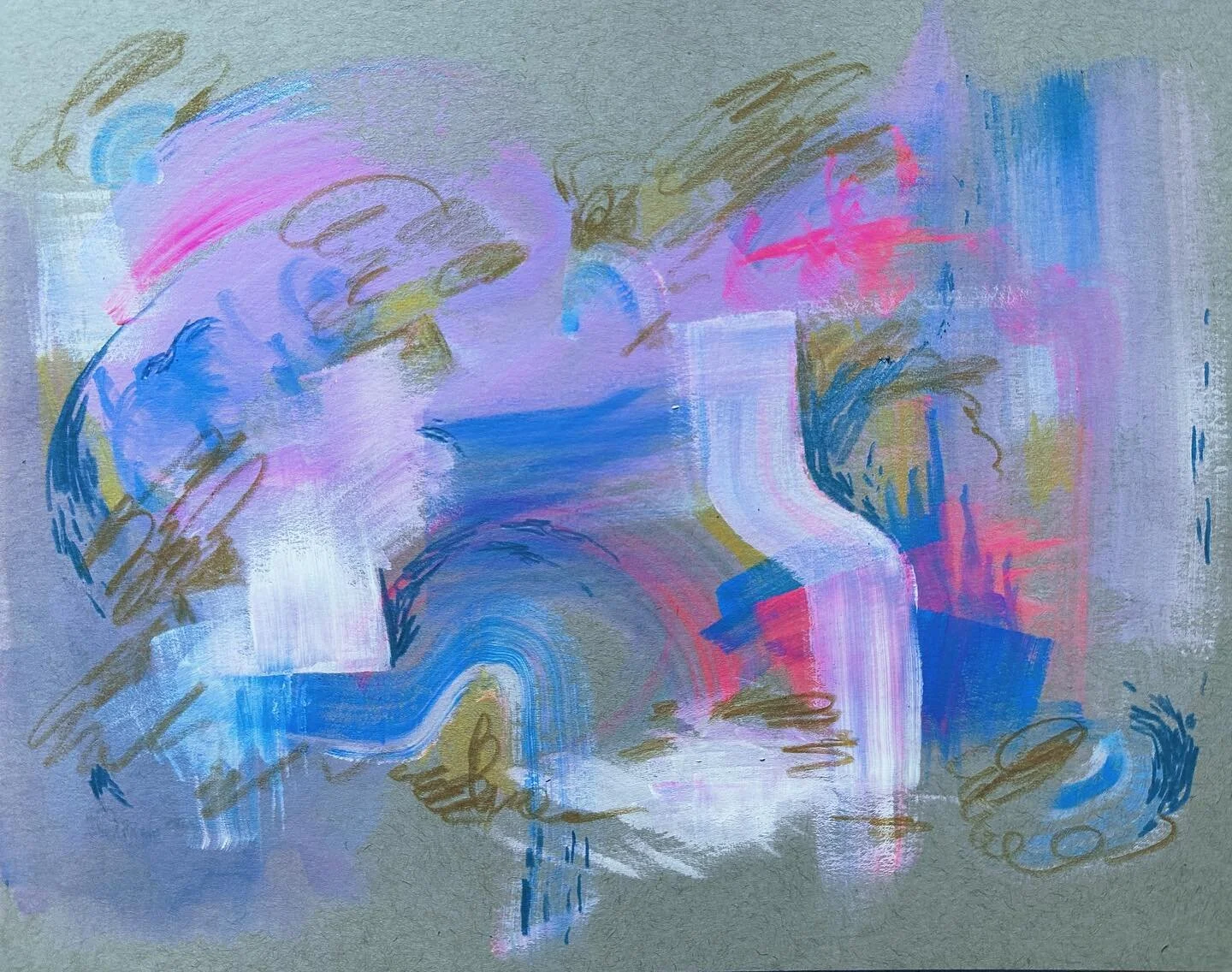 some recent abstract sketches, gouache + colored pencil on cool toned bristol.

#gouachepainting #sketchbook