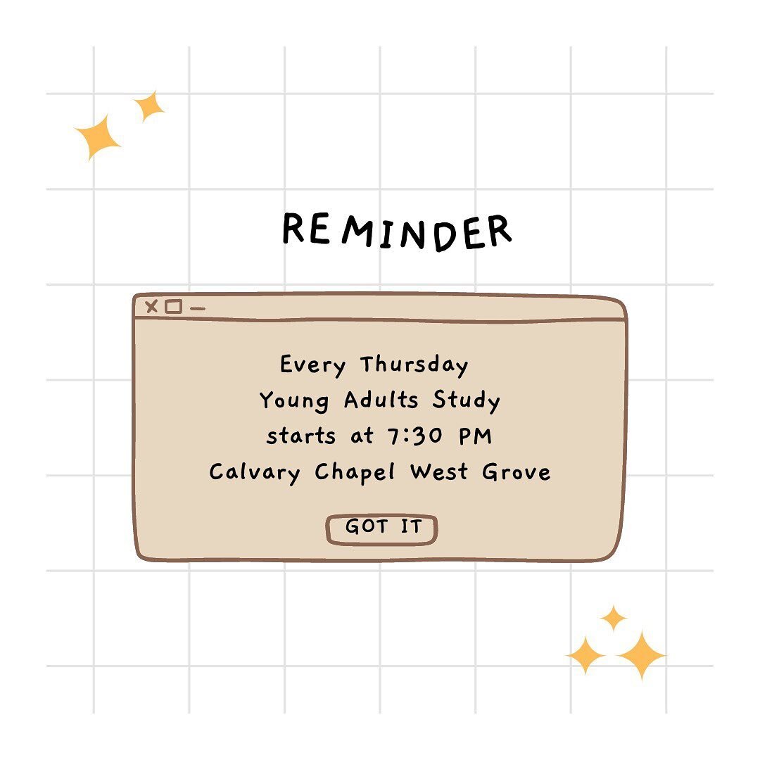 Come on by every Thursday night at 7:30 for the Word, fellowship, and sometimes food 😋

We are having a blessed time in the book of Mark 🙏🏼

📍 Calvary Chapel West Grove

#godisgood #god #christian #collegeministry #collegeage #westgrove #thegrove