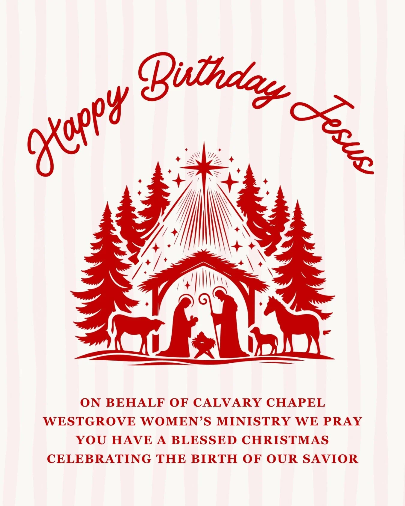 Merry Christmas! We celebrate the arrival of our Savior Jesus Christ who made a way for us to be reconciled back to the Father. We celebrate that our living hope is found in Jesus alone. We pray that you have a blessed Christmas and New year. We will