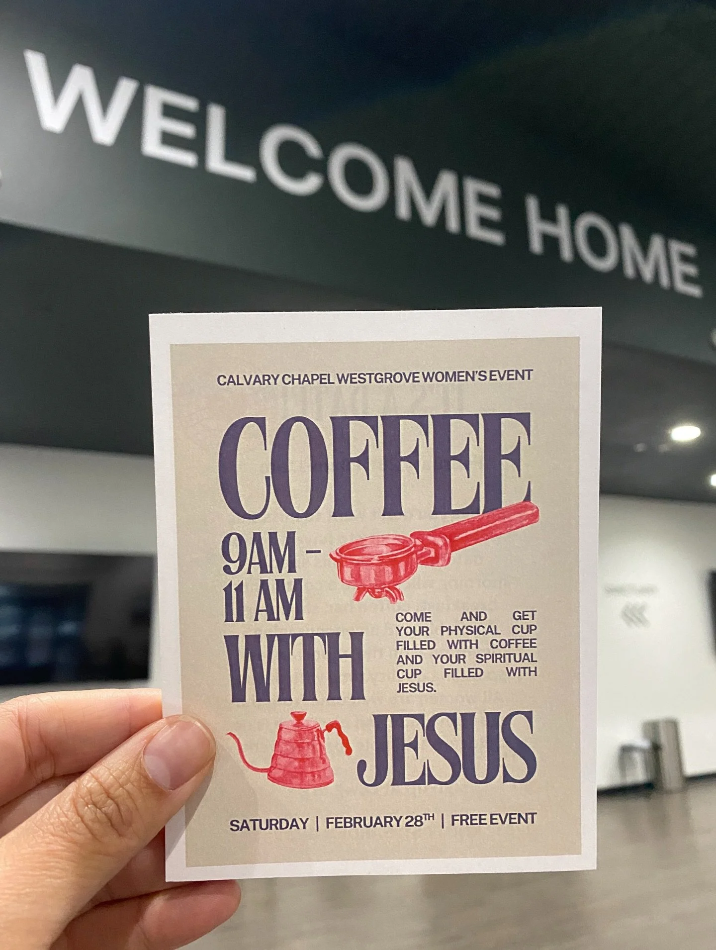 Join us at our free event Coffee with Jesus! February 28th from 9am-11am. We will have a sip and shop, worship and encouraging word! You don&rsquo;t want to miss this sweet day of spending time with Jesus and friends! Invite your friends and sign up!