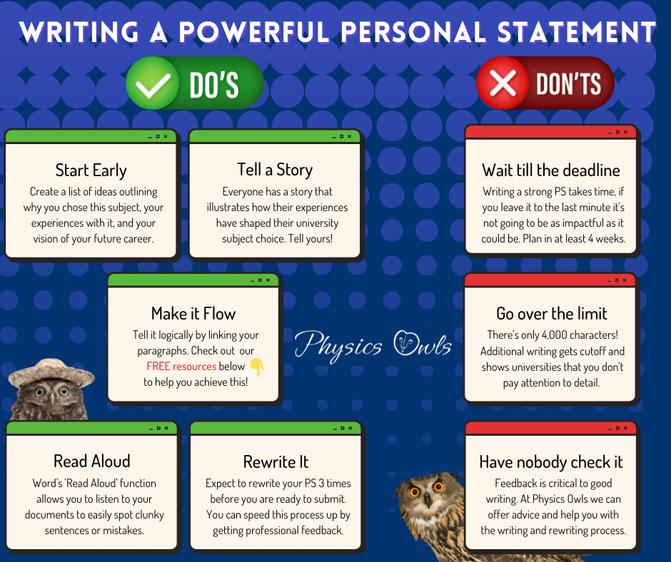 Personal Statements — Physics Owls