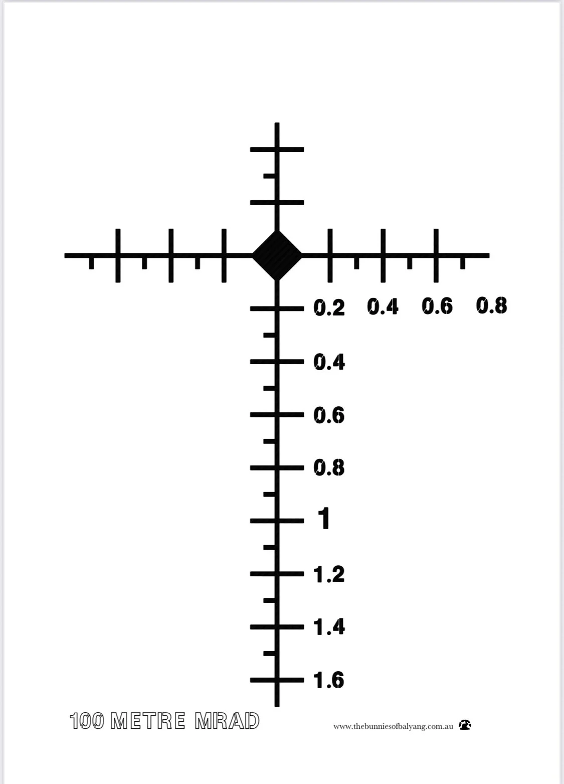 100 Metre MRAD A4 Free Printable Download