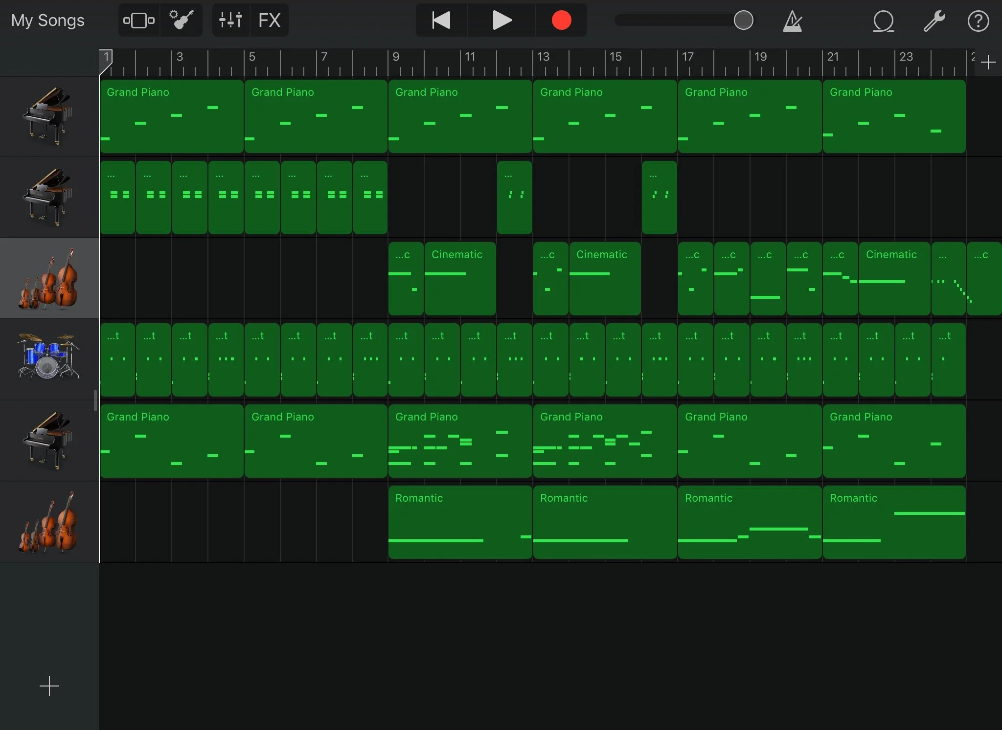 The process of composing the "bird song" background music.