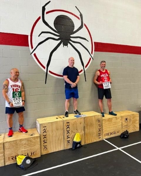 Shout out to Master's athlete Chris hitting the podium at the recent Festivus competition. He joined us for the Open and we'd love to have him drop in again 💙💚.
.
#festivusgames