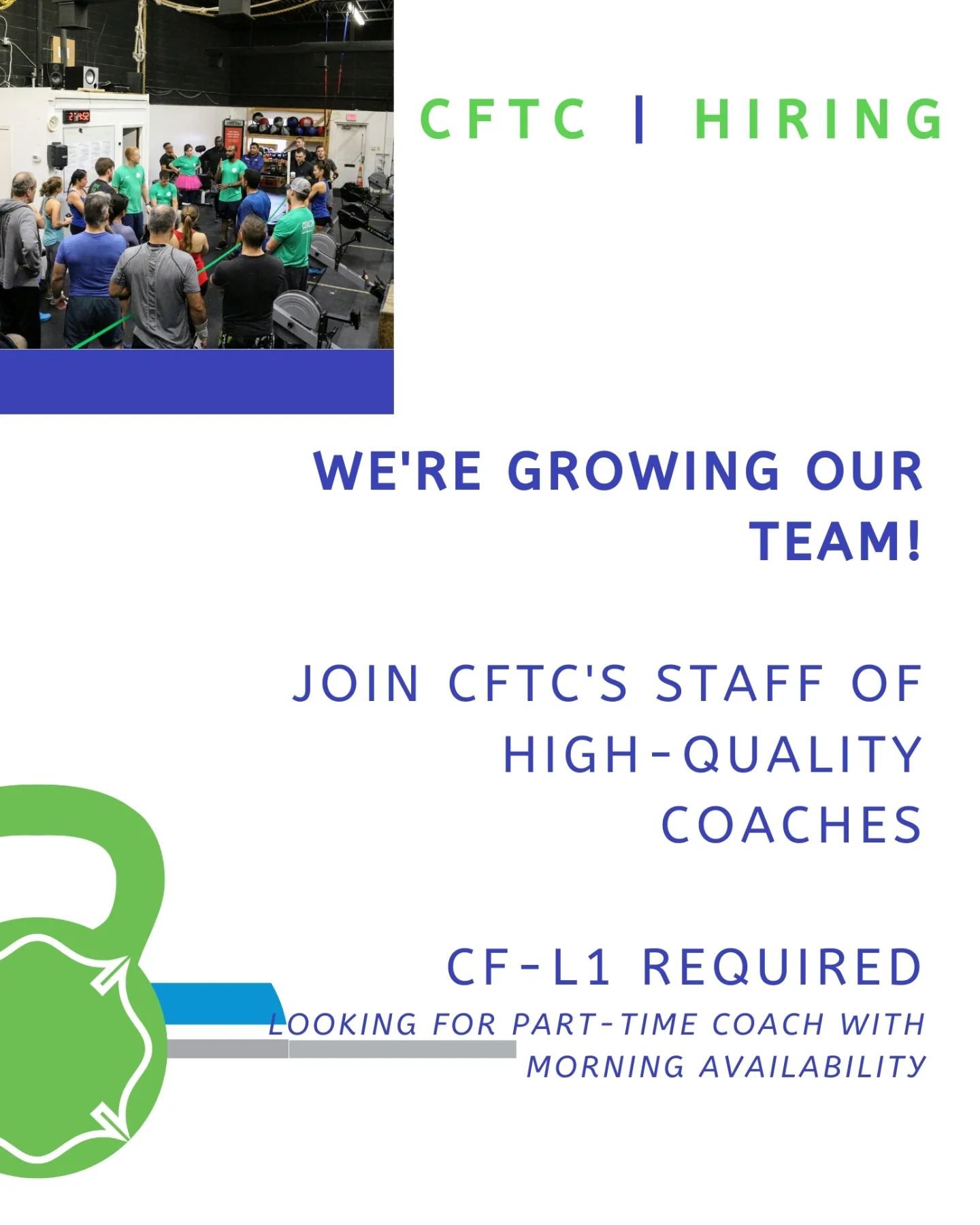 Want to be a part of our time or know someone with their L1? We'd love to chat! Looking for coaches, mornings especially. 💙💚
.
Located in Tysons VA
.
#crossfittraining #barbelljobs #crossfitaffiliatesnortheast