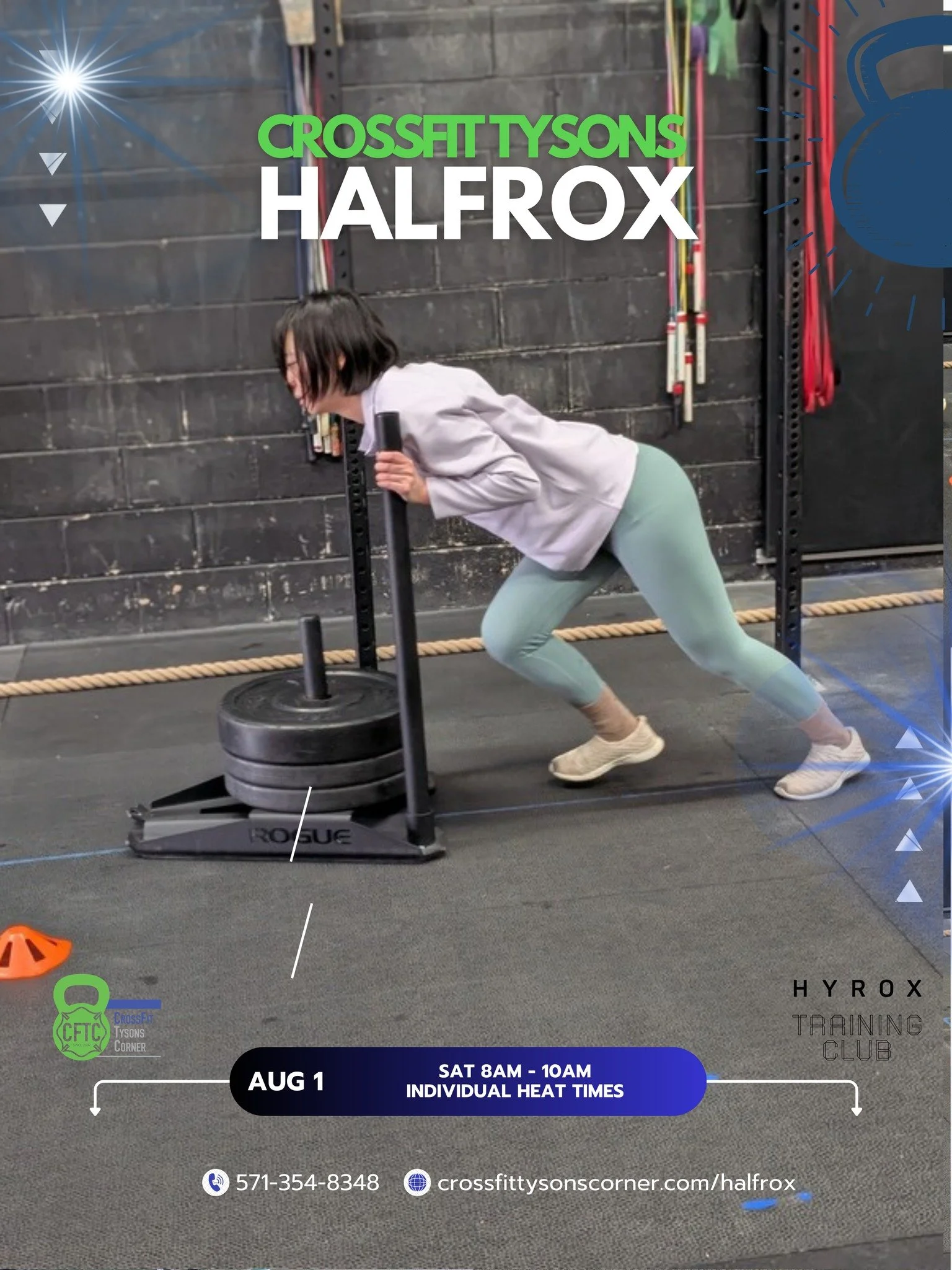Ready to test your physical engine?

On Saturday, August 1st, we are hosting an in-house HYROX Halfrox right here at CrossFit Tysons Corner! Whether you have been training consistently in our new Unit J space every morning or it has been a little whi