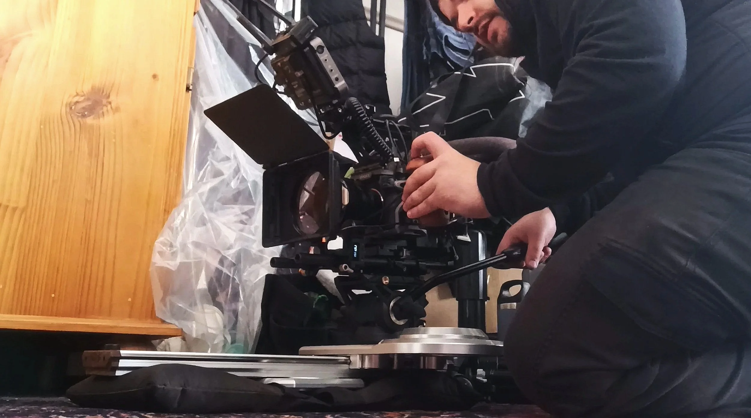 On the floor with my camera slider.