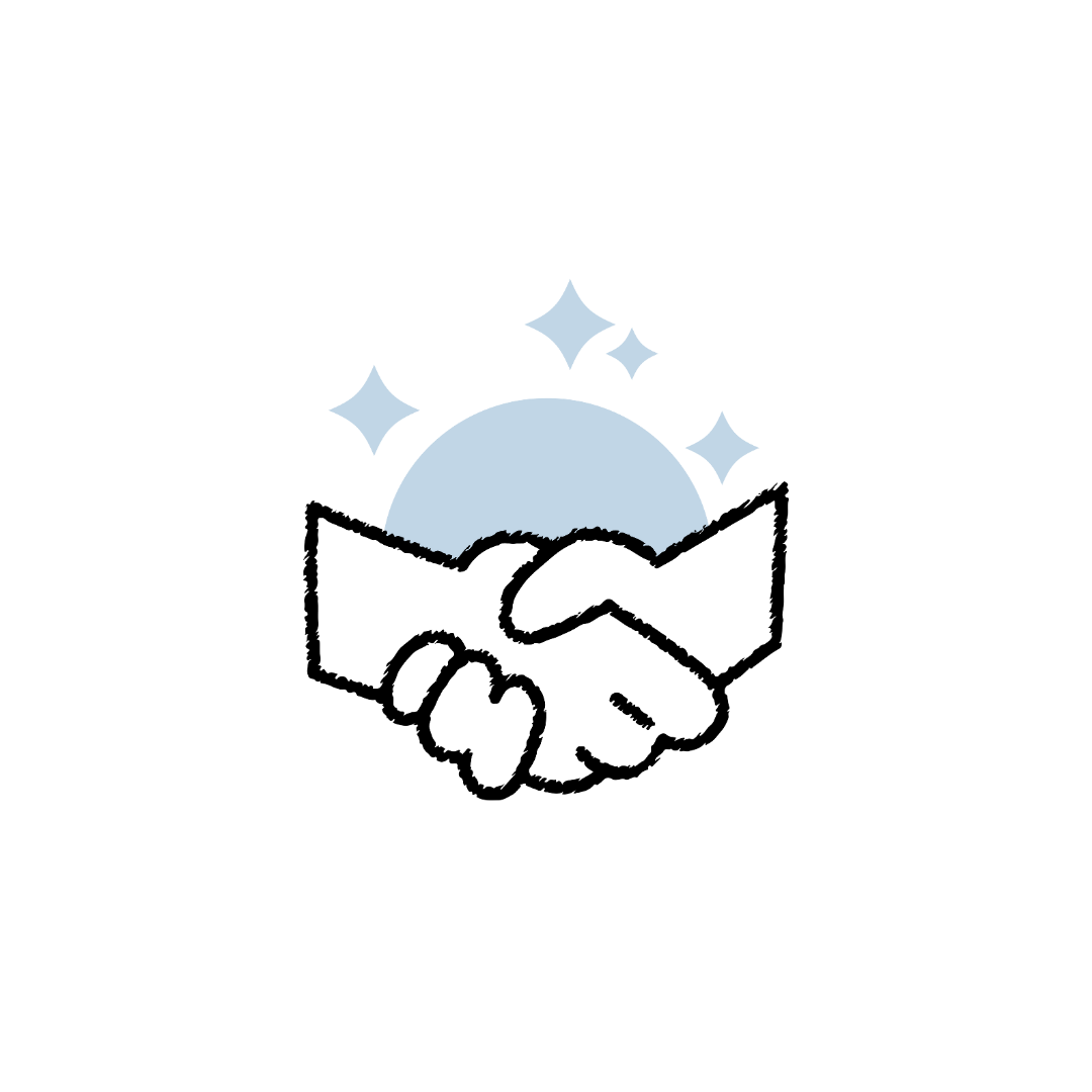 Illustration of two people shaking hands and making a commitment to one another.