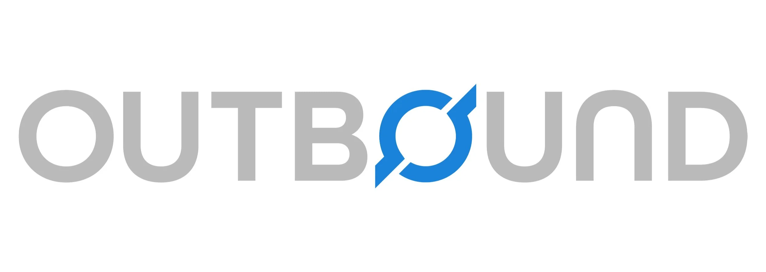 Logo with the word "OUTBOUND" in gray and blue letters