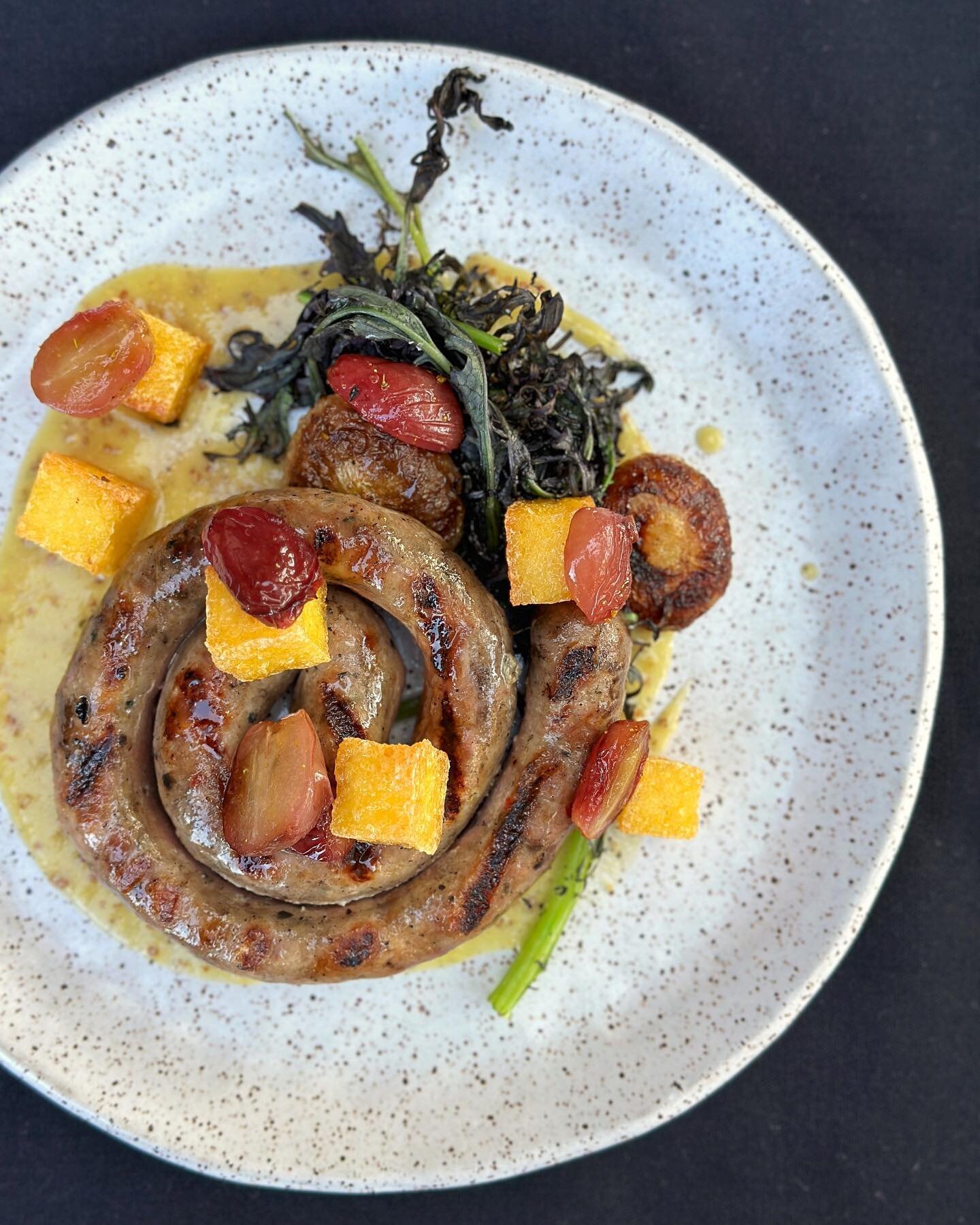 we&rsquo;re shaking up our menu with the seasons 🫨 NEW: iberico sausage with roasted grapes, crispy polenta &amp; grain mustard vinaigrette 🤌
&bull;
#bostonfoodies #bostoneats #bostoneater #bostonfoodjournal #bostonfoodgram #bostonfoodieguide #bost
