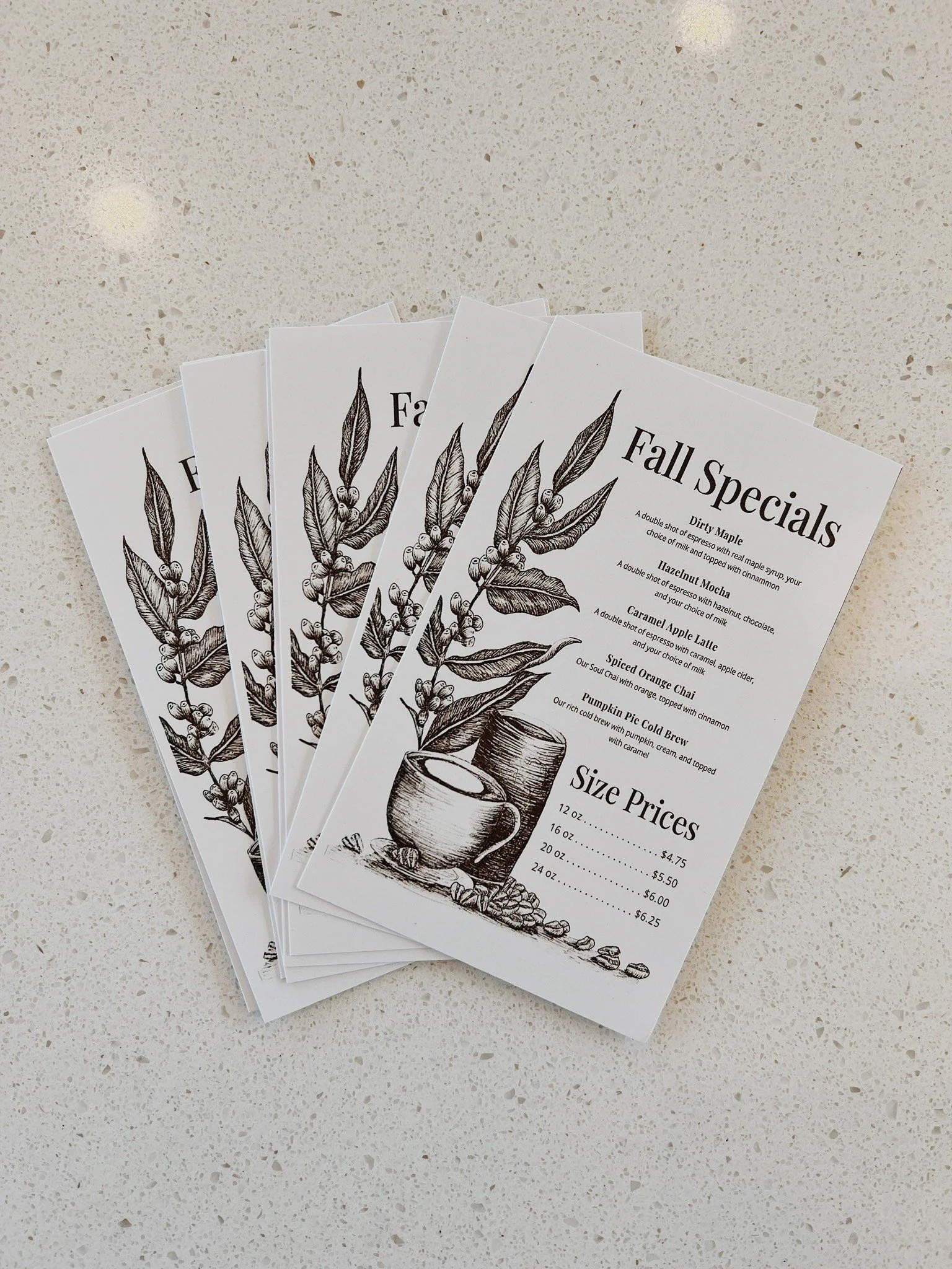 Seasonal menus