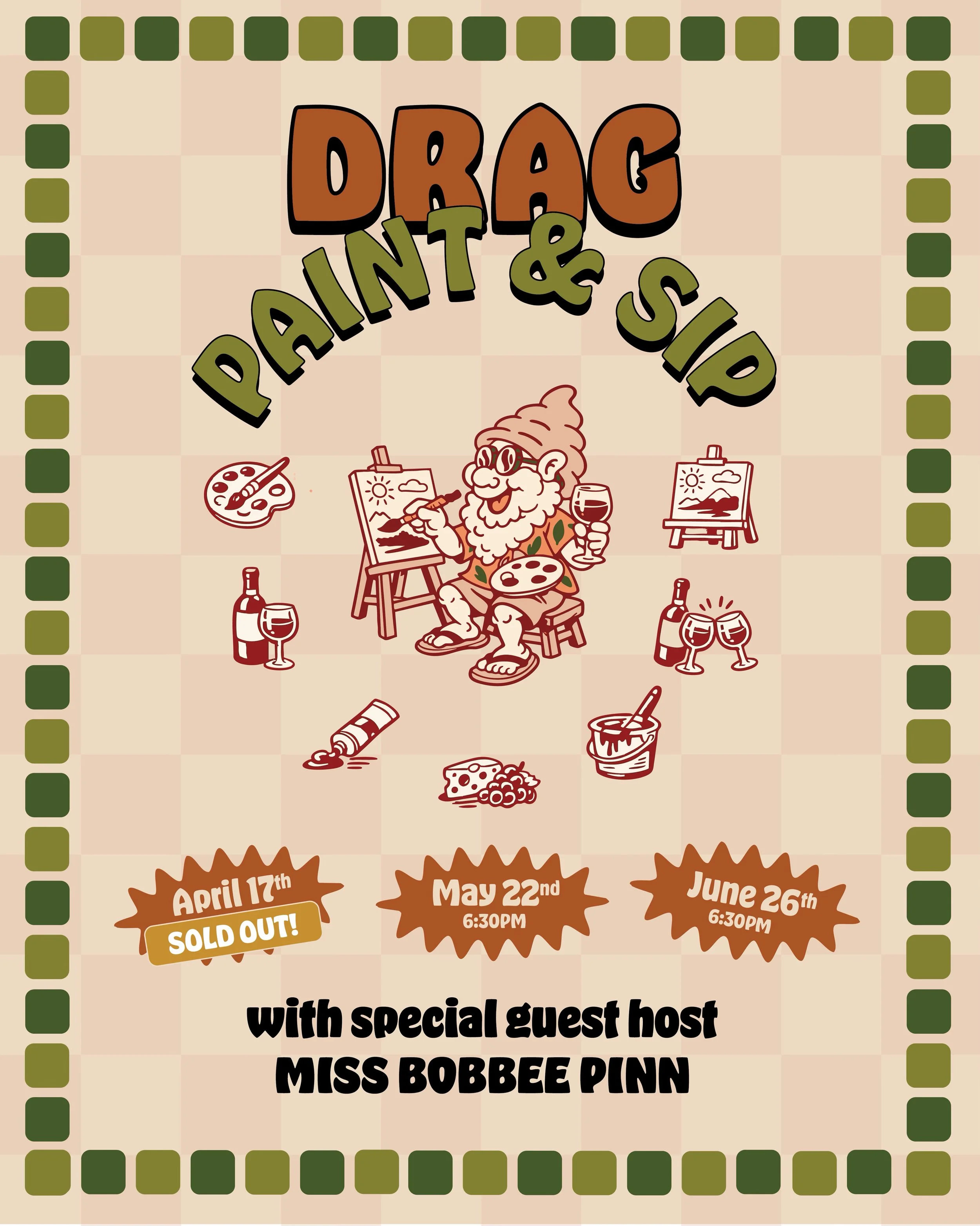 Drag Paint & Sip: Fri 22 May 6:30pm