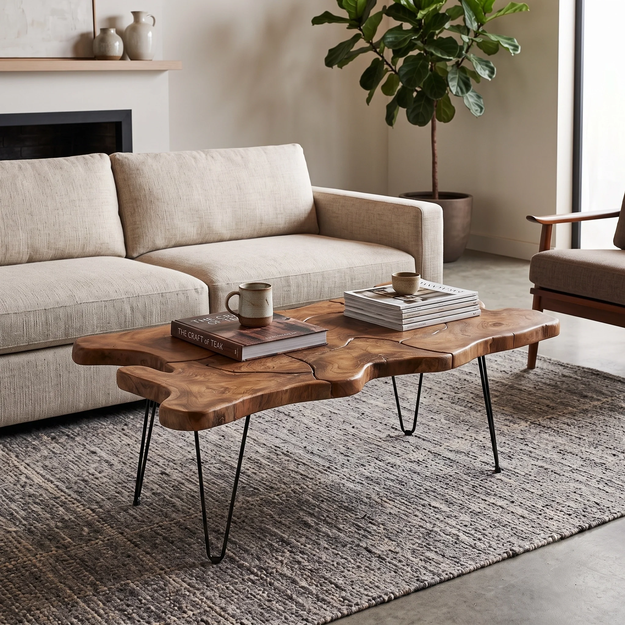 Karla Coffee Table KD V2 - Teakwood Natural & Metal Black - PS.webp