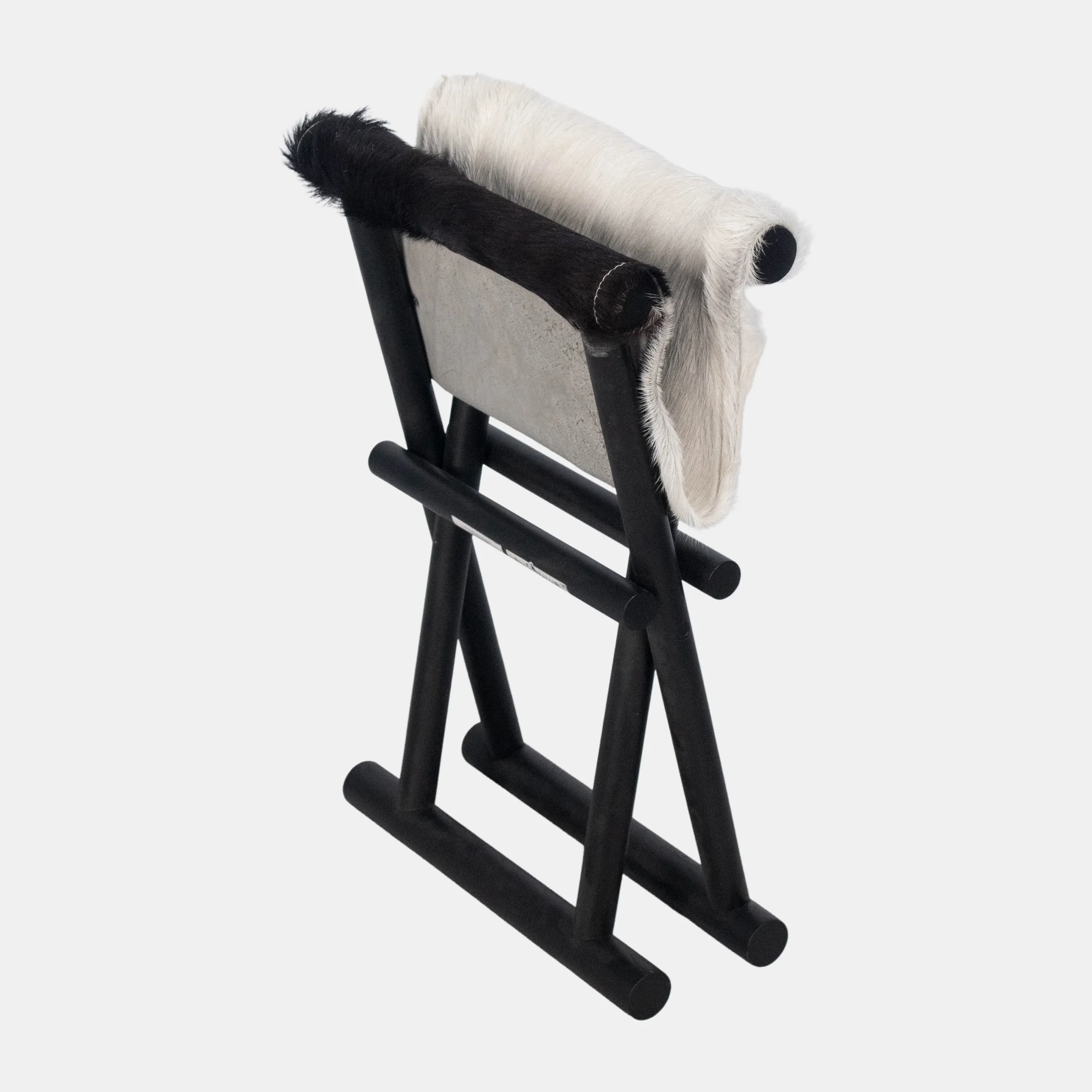 Safari Folding Stool Modify - Leather Black-White & Wood Black (2).webp