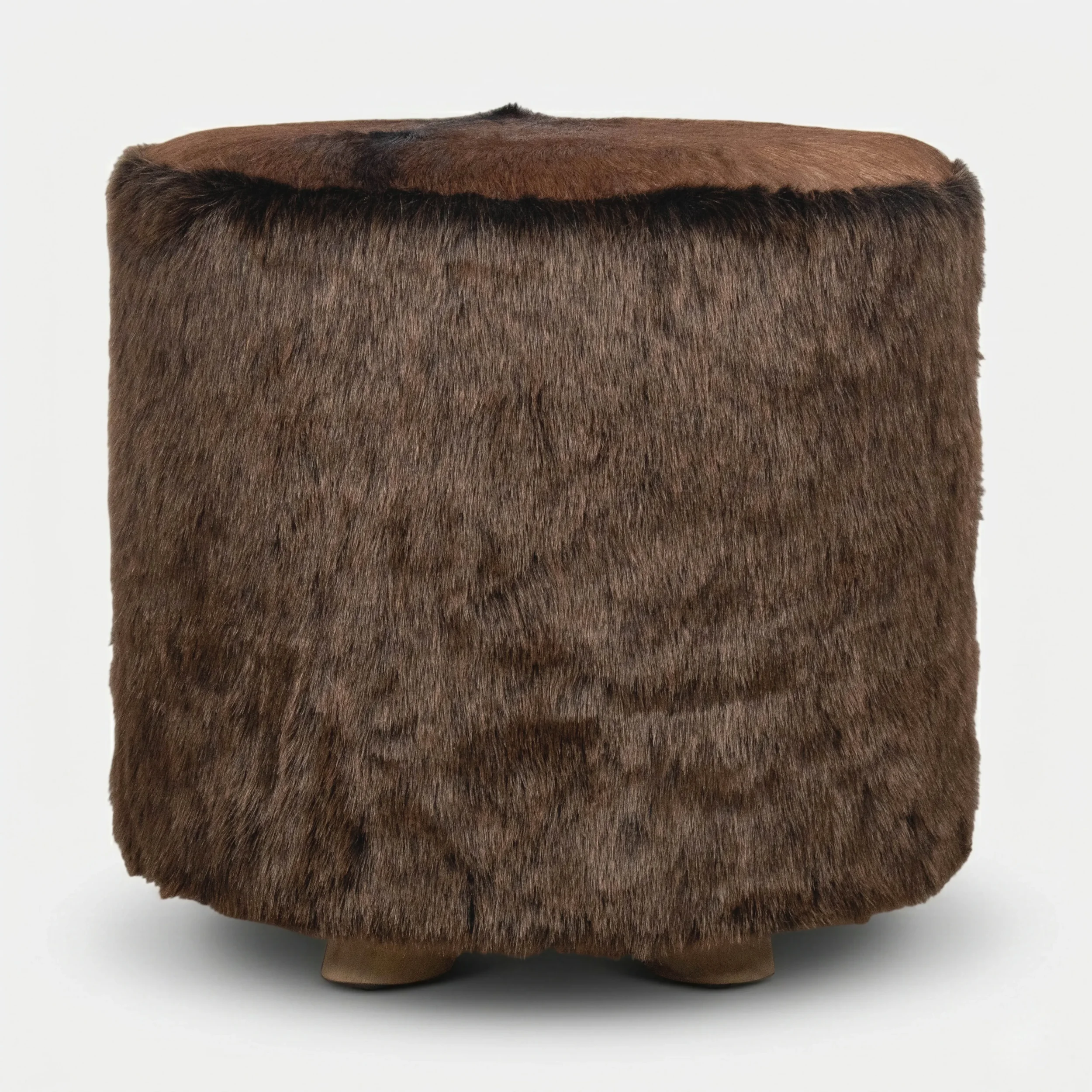 Safari Tall Ottoman - Leather & Faux Fur Brown (3).webp