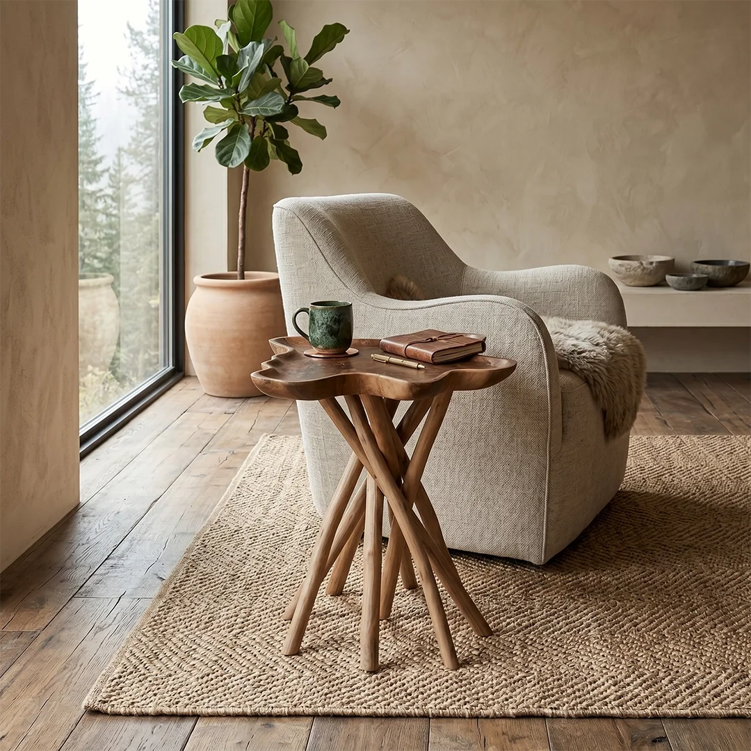 Aland Star Side Table W22 - Teakwood & Teak Branch Natural - PS.webp