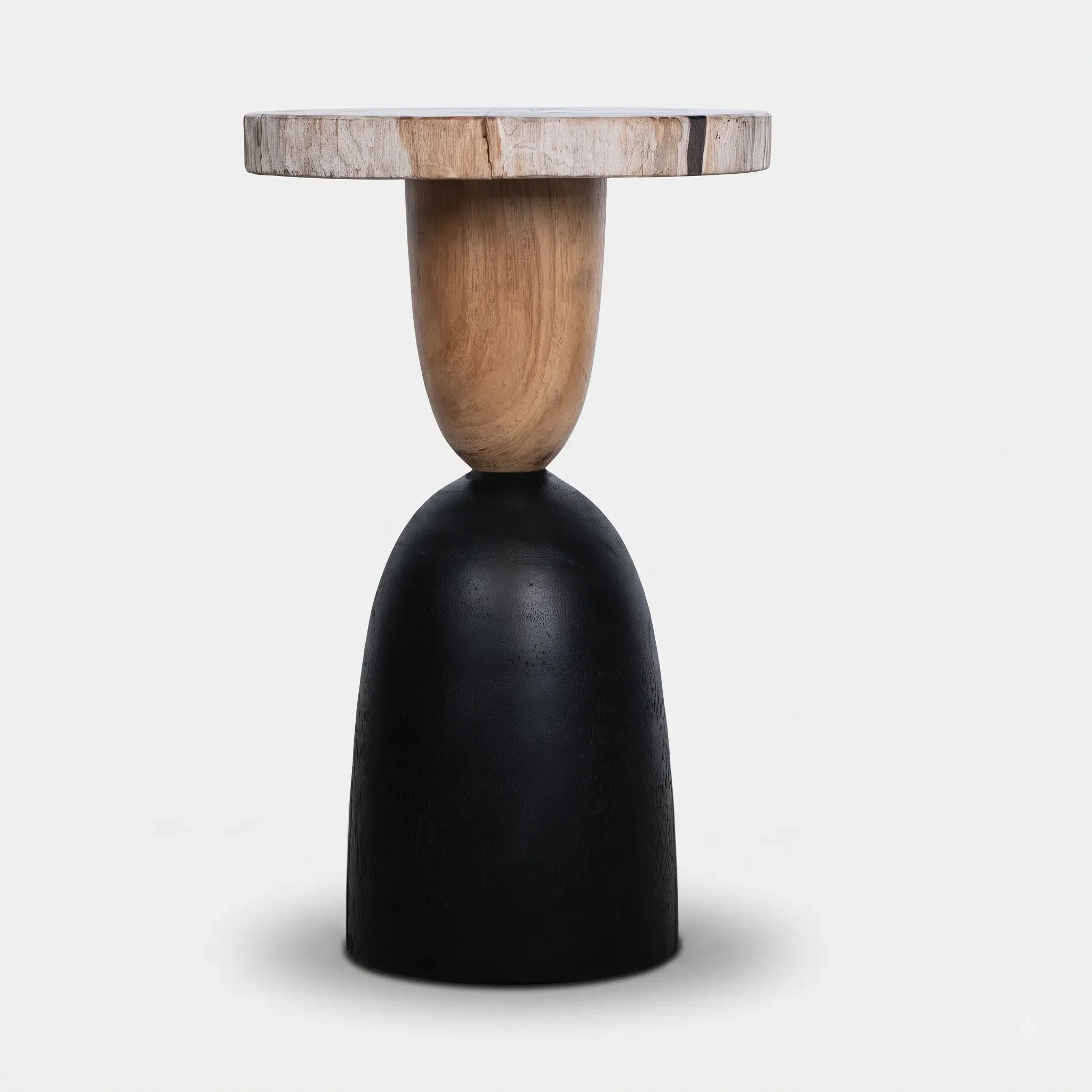 Pablo Side Table W Organic Suar Base - Petrified Wood  - Mungur Mix Natural Black (3).webp