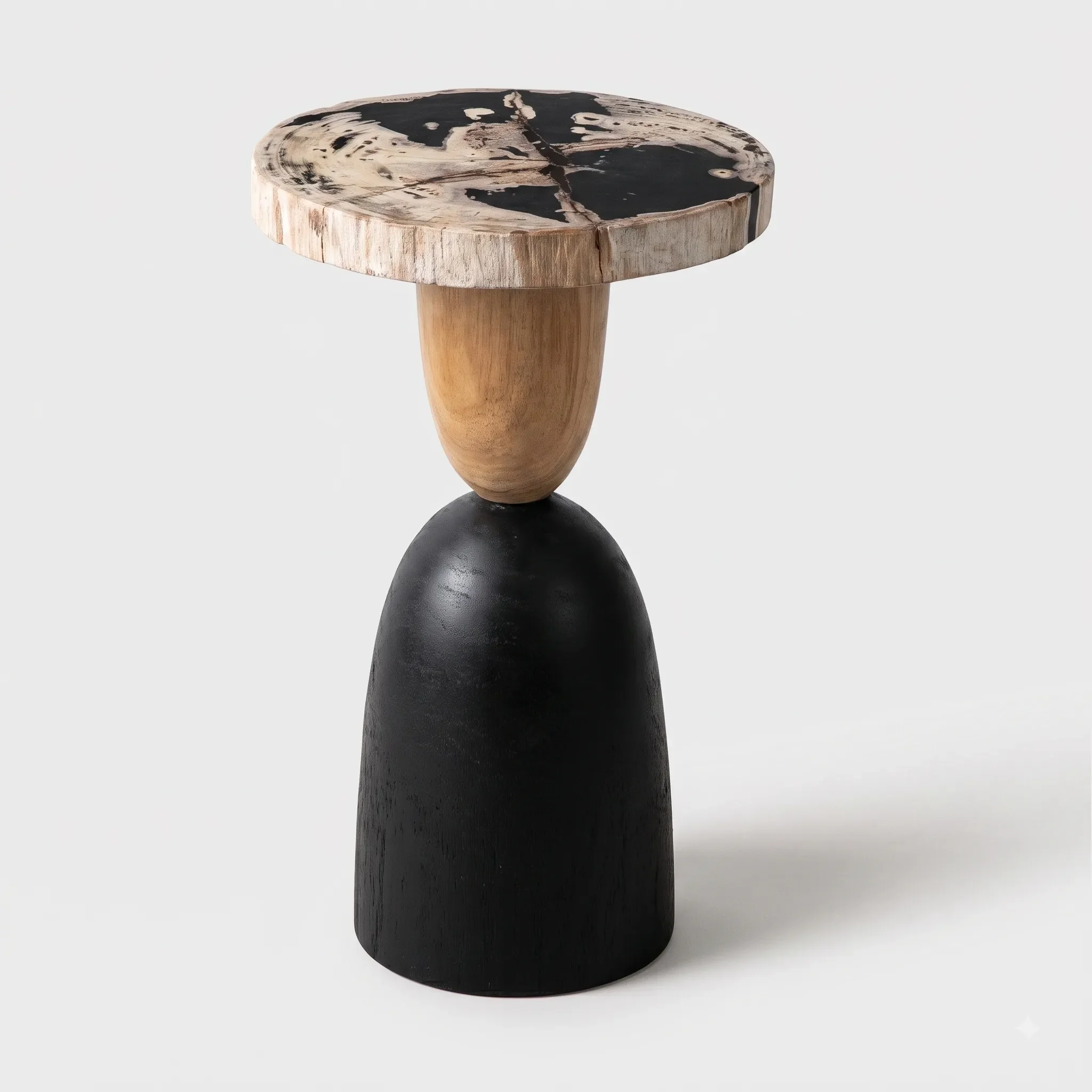 Pablo Side Table W Organic Suar Base - Petrified Wood  - Mungur Mix Natural Black (4).webp