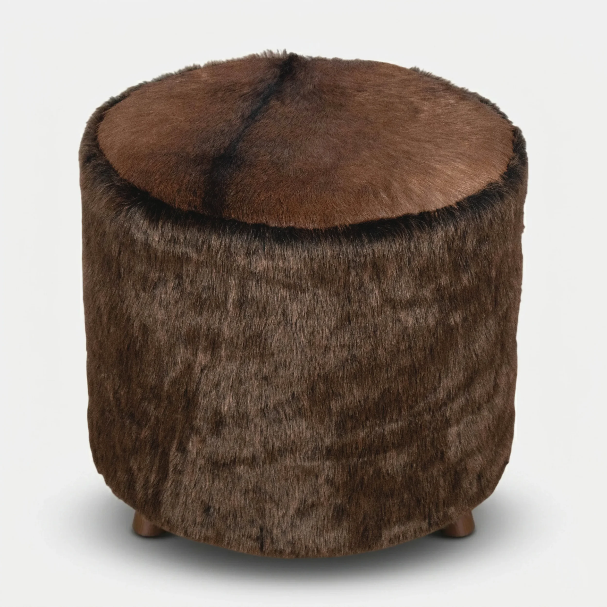 Safari Tall Ottoman - Leather & Faux Fur Brown (2).webp
