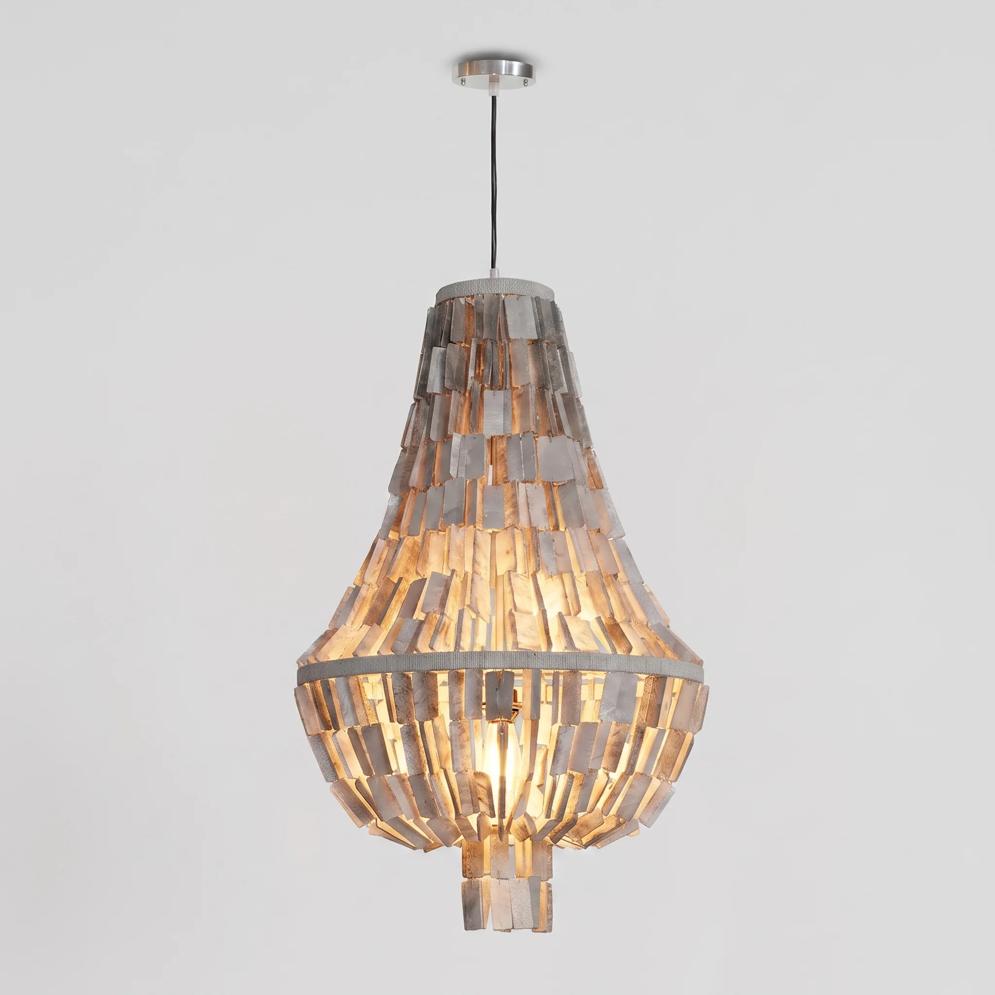 Capiz Hanging Lamp W/ Capiz Grey W/ 3 Lamps