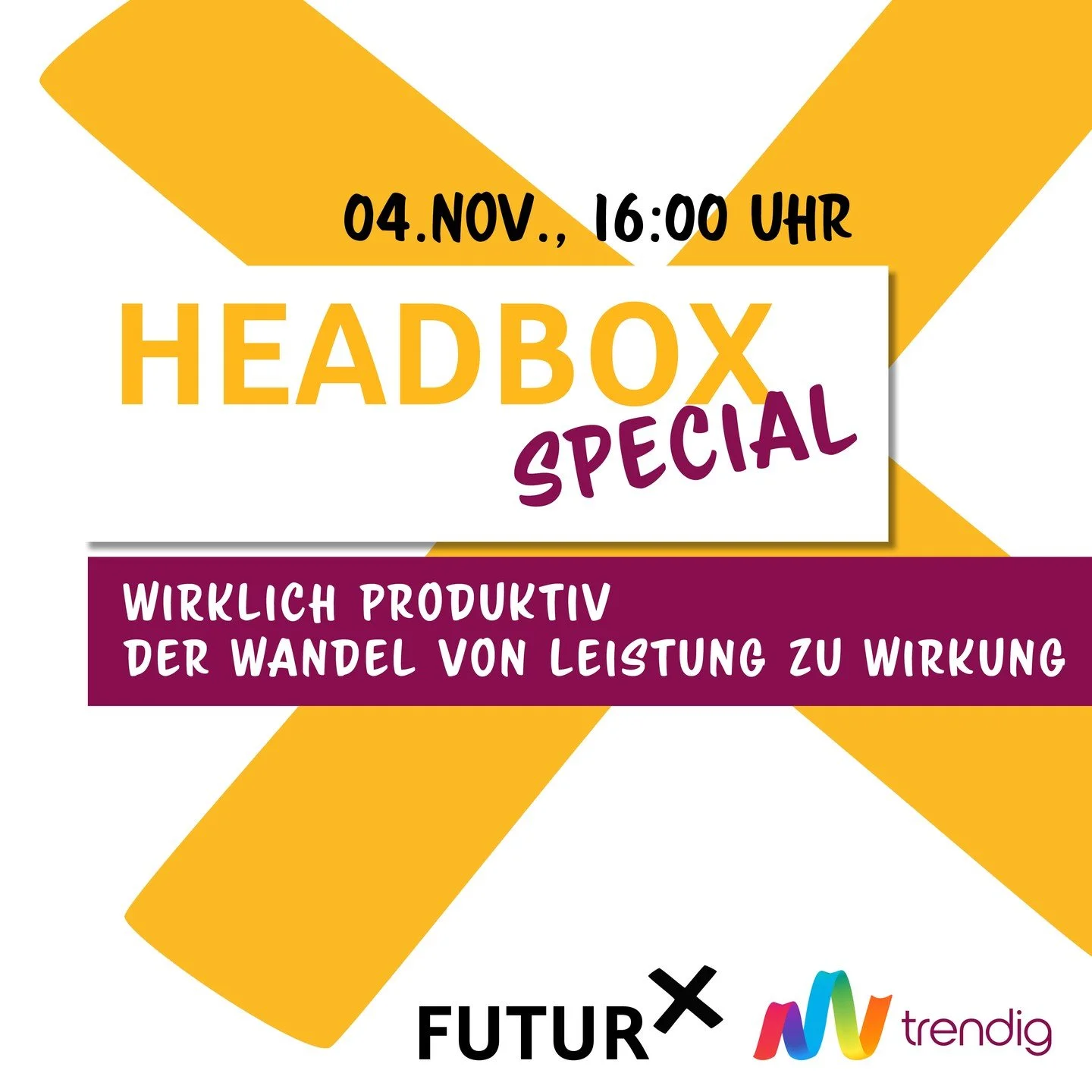 🚀 𝗛𝗘𝗔𝗗𝗕𝗢𝗫 𝗦𝗽𝗲𝗰𝗶𝗮𝗹: Unsere bew&auml;hrte Reihe geht in die Kooperations-Edition &ndash; mit mehr Speakern als sonst!
In Kooperation mit trendig technology services GmbH &amp; der ivv GmbH zeigen wir am 𝟬𝟰.𝟭𝟭., um 𝟭𝟲 𝗨𝗵𝗿 vier st