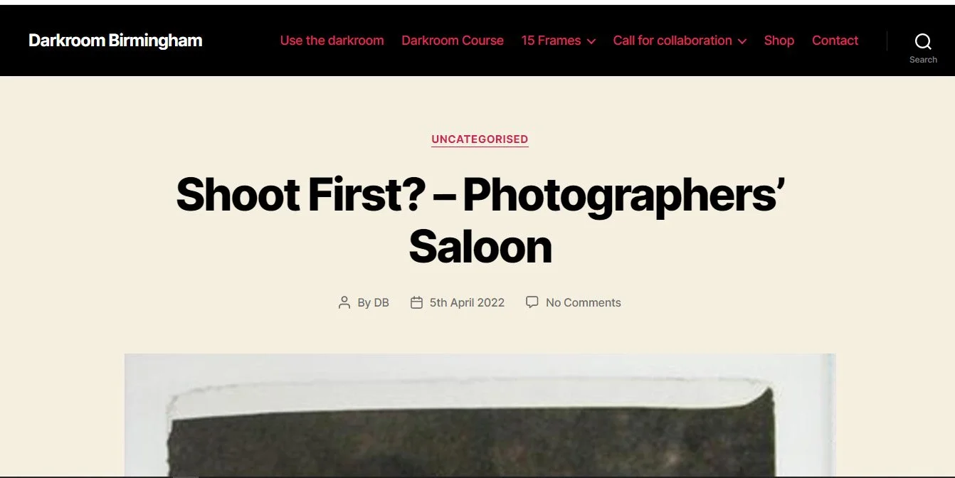 A screenprint of Darkroom Birmingham's web page