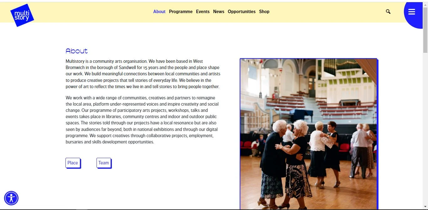 Screenprint of Mulistory's webpage