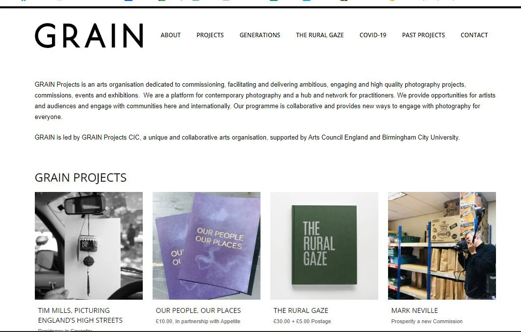 A screenprint of The Grain Projects website.