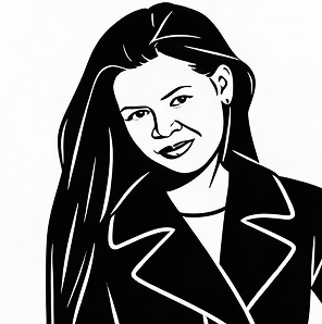 Animated young boy with large brown eyes, curly black hair, and a serious expression, looking straight ahead.