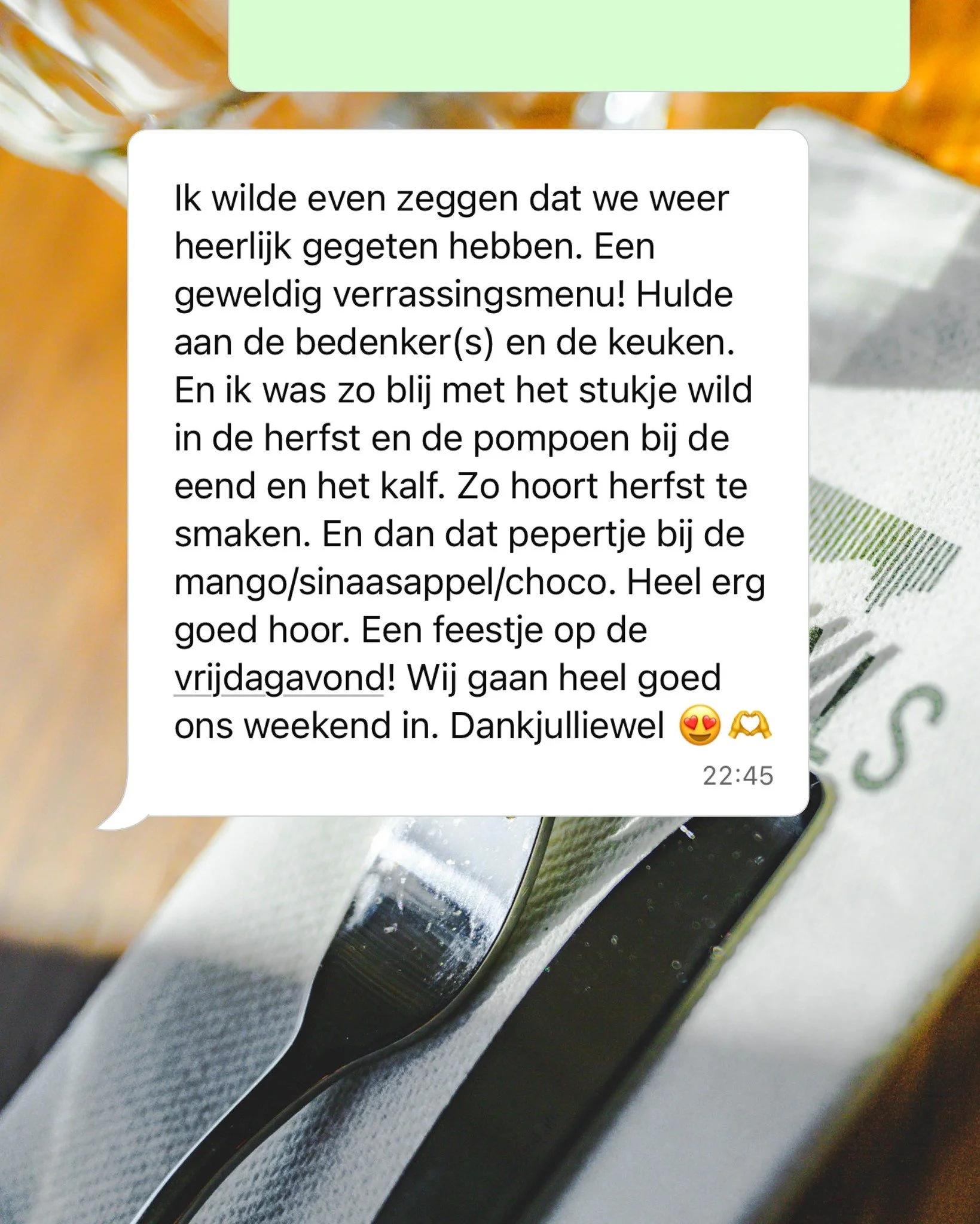 𝙳𝚒𝚝. 𝙷𝚒𝚎𝚛𝚟𝚘𝚘𝚛 𝚍𝚘𝚎𝚗 𝚠𝚎 𝚑𝚎𝚝.

Een gast die na afloop zegt:
&ldquo;Een feestje op de vrijdagavond! Wij gaan heel goed ons weekend in.&rdquo;
Dat is voor ons het grootste compliment. 😍🫶

Het mooiste en lekkerste uit de Betuwe, welko